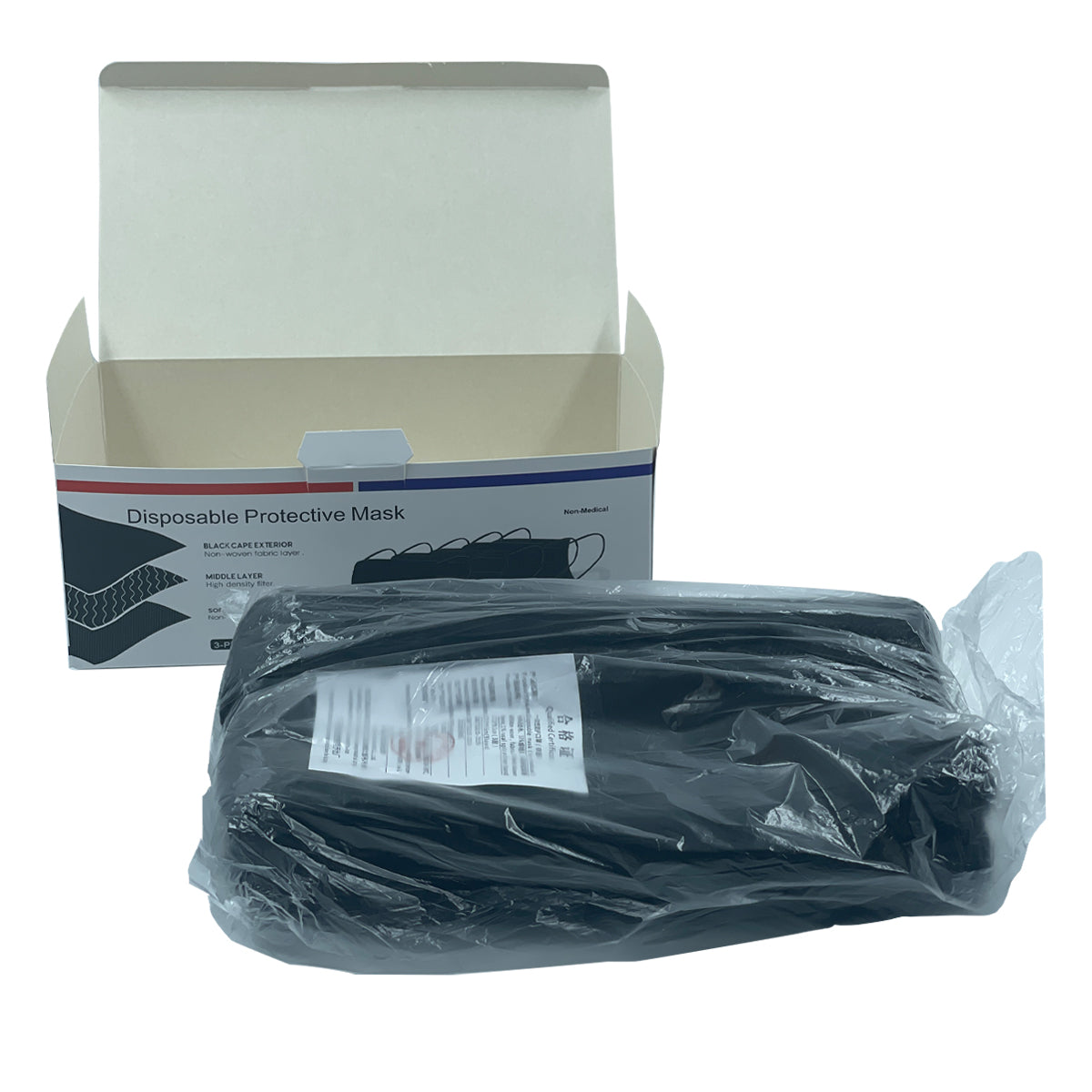 Cubrebocas tricapa negro caja c/ 50 pz - Farvisan - Default Title