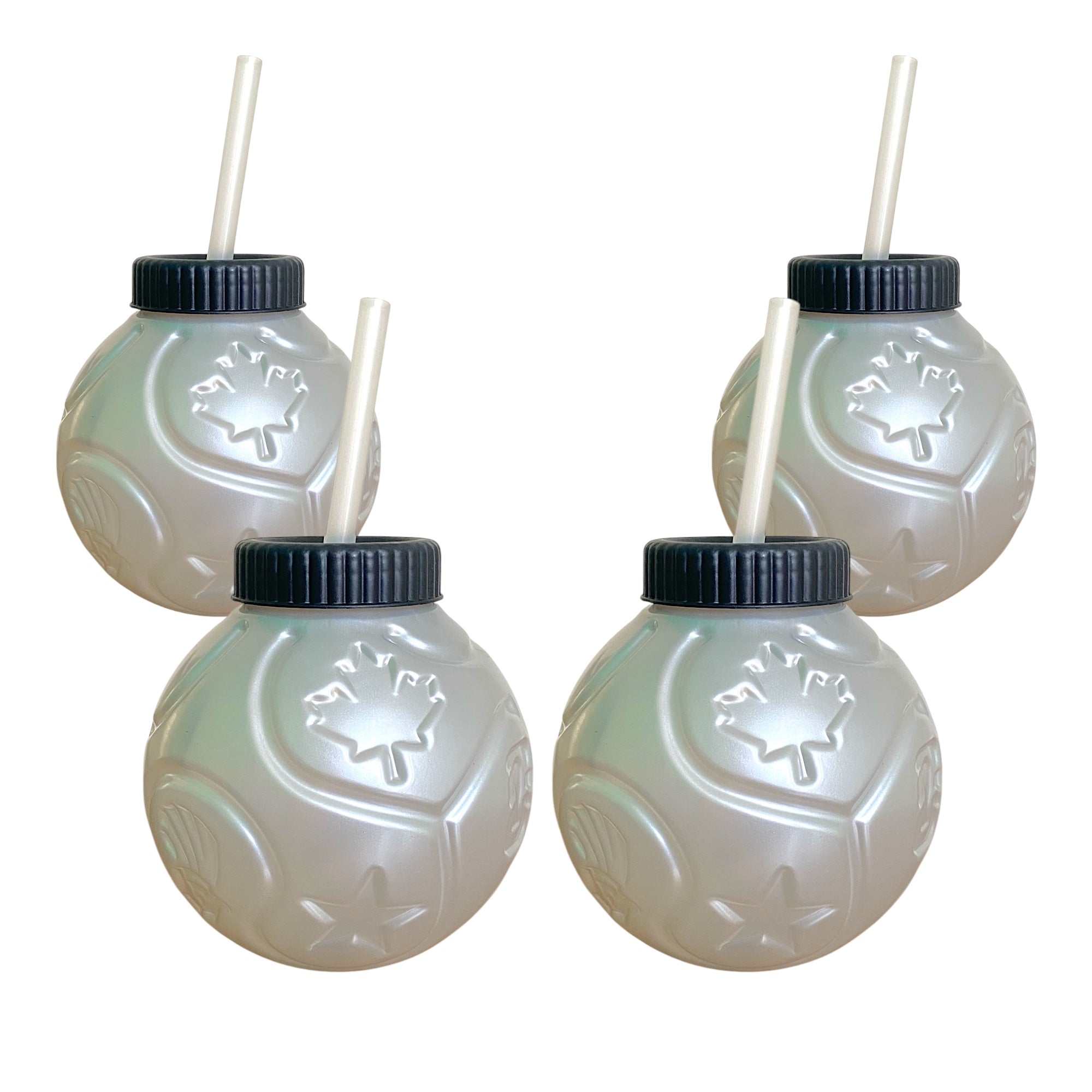 50 Vasos Con Forma de Balón 1 Litro Con Tapa y Popote - Farvisan