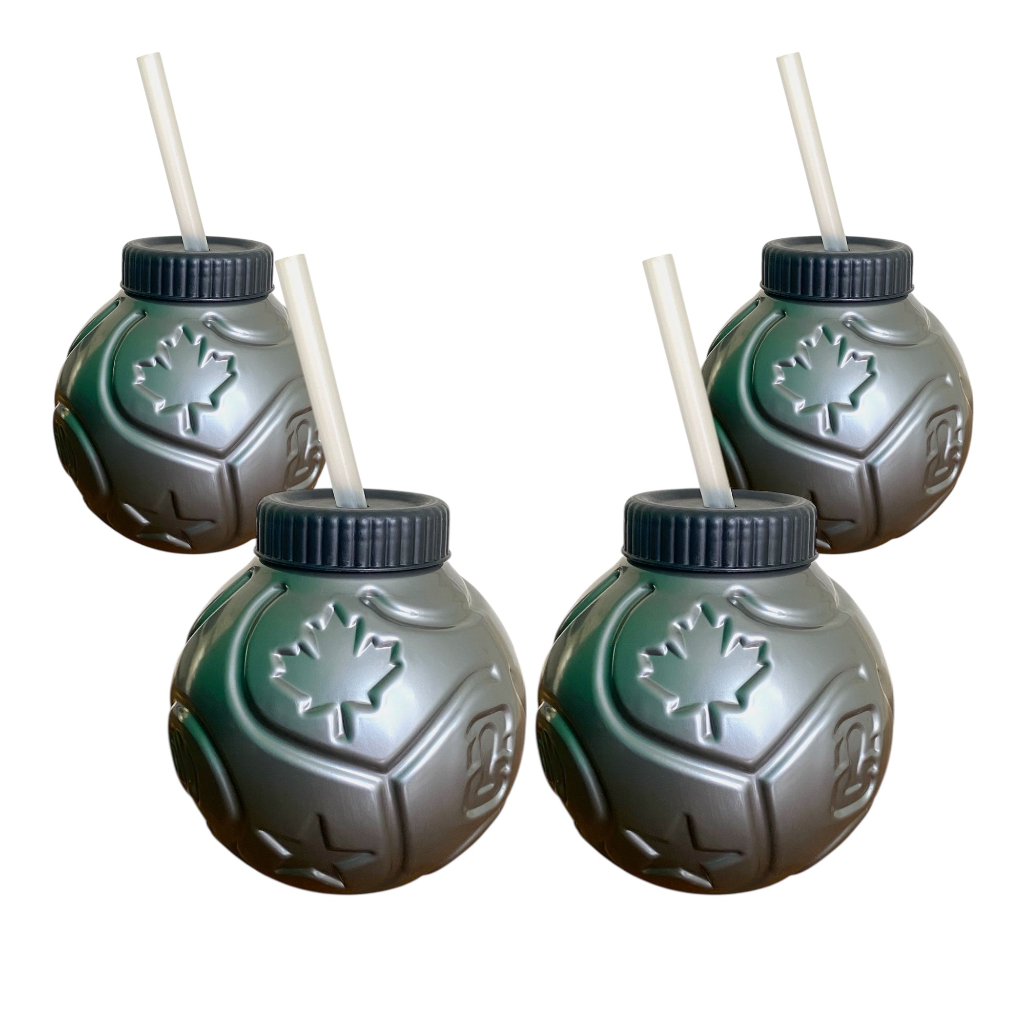 50 Vasos Con Forma de Balón 1 Litro Con Tapa y Popote - Farvisan