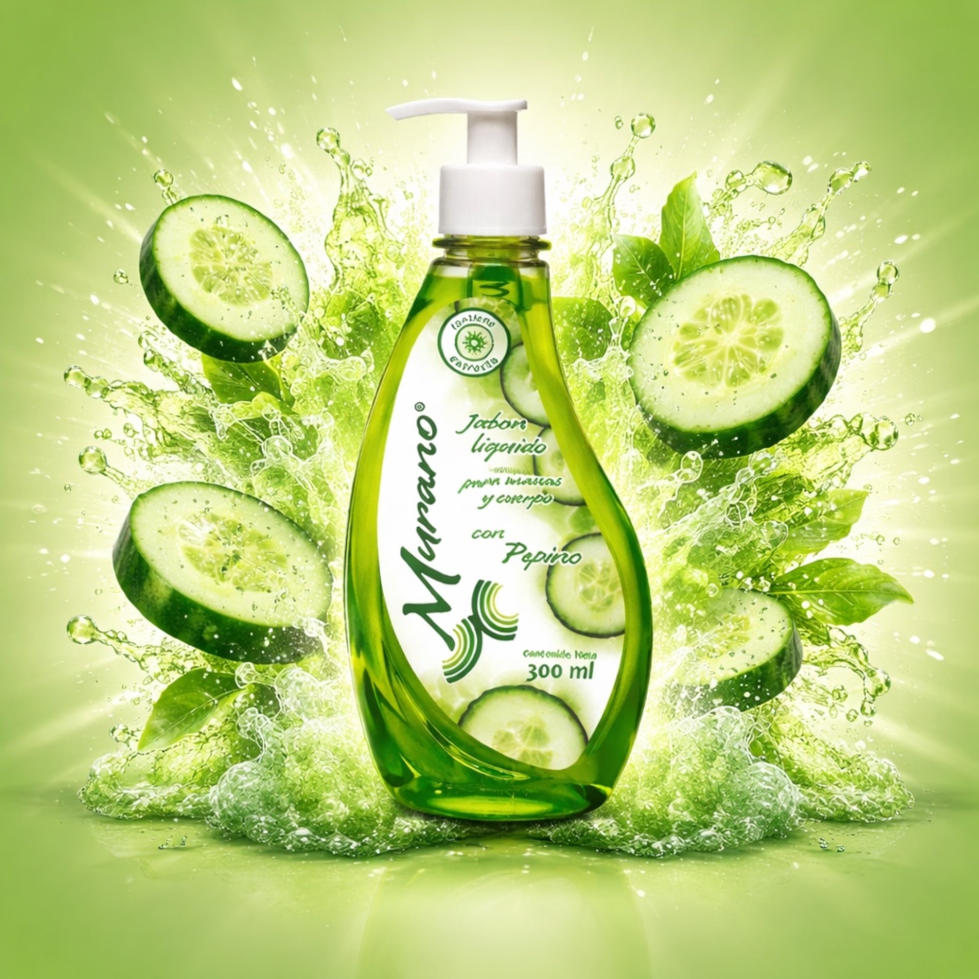 10 Botellas De Jabón Líquido Para Manos y Cuerpo Murano Pepino 300 ml