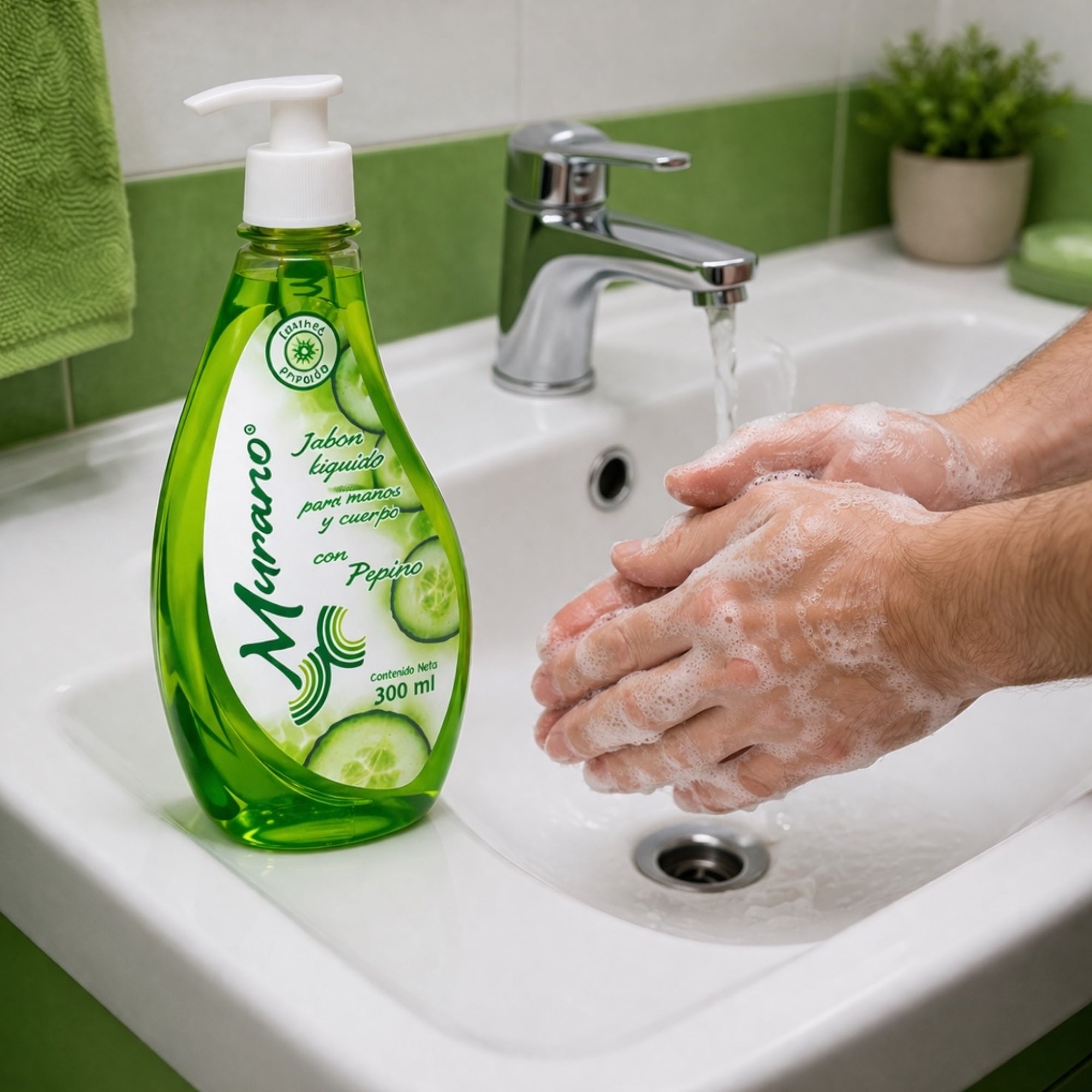 10 Botellas De Jabón Líquido Para Manos y Cuerpo Murano Pepino 300 ml