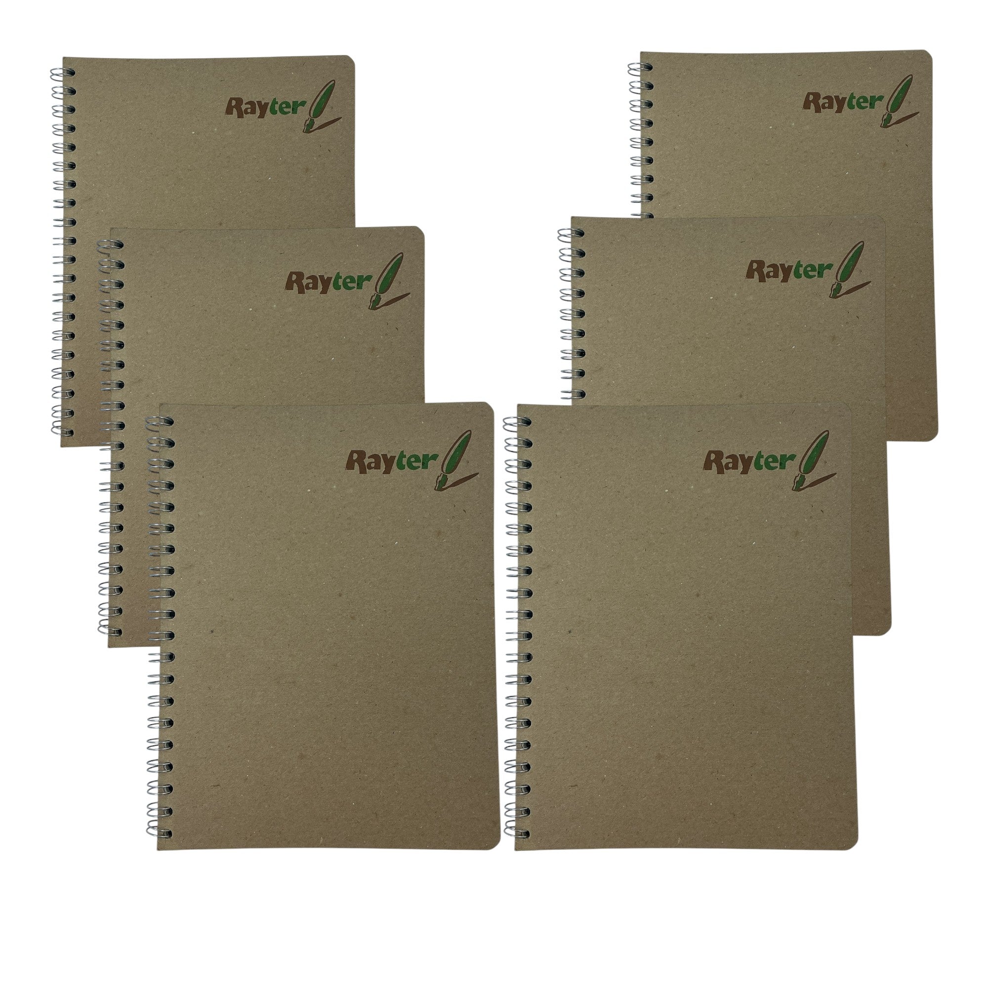 6 Pack Libretas Profesionales Ecológicas Rayter 100 Hojas Doble Aro Cuadro Chico, Grande y Raya