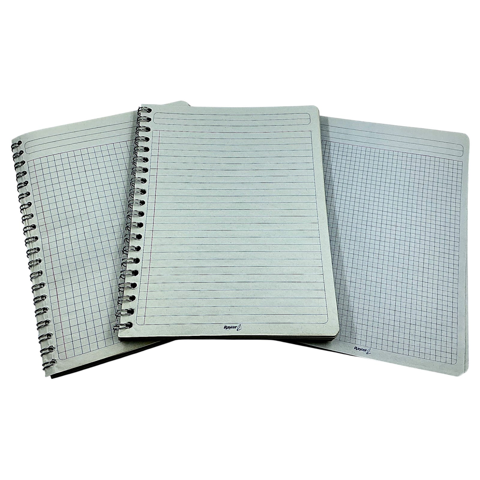 6 Pack Libretas Profesionales Ecológicas Rayter 100 Hojas Doble Aro Cuadro Chico, Grande y Raya