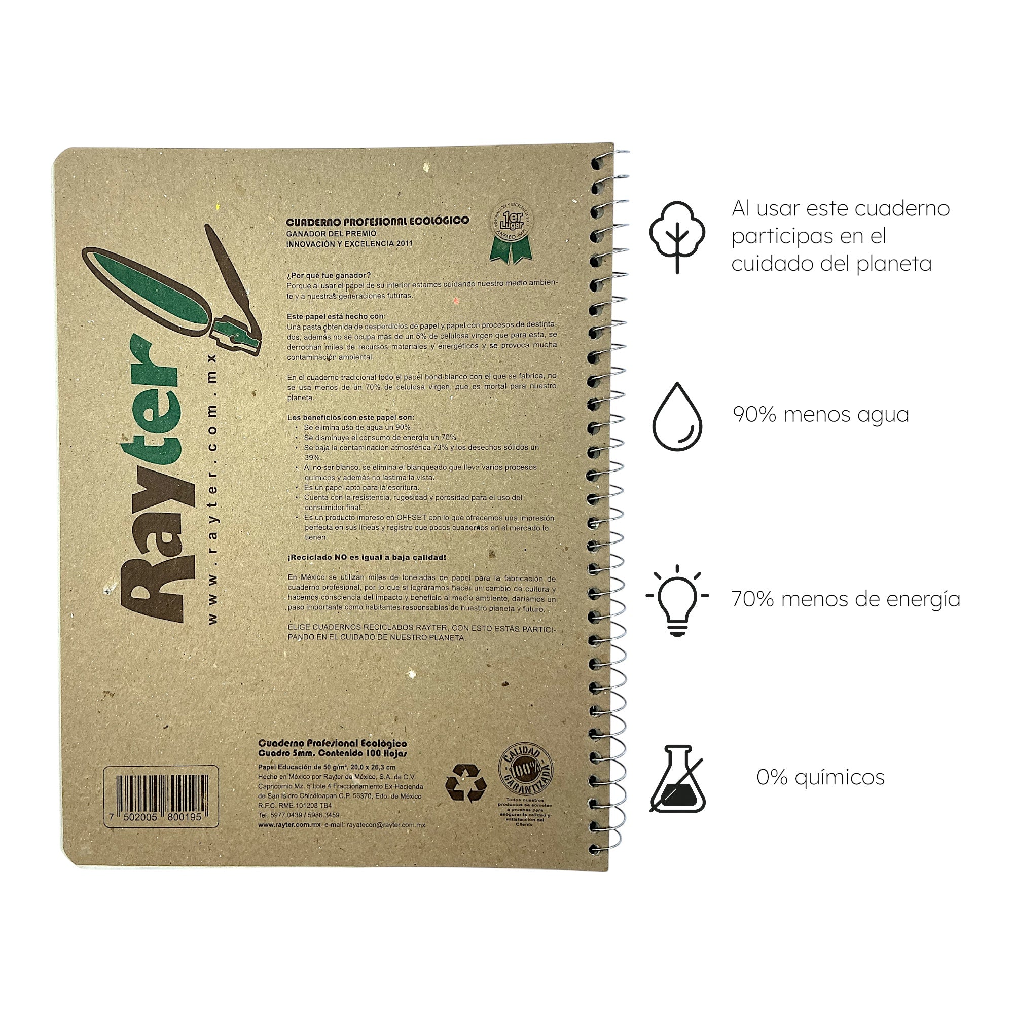 6 Pack Libretas Profesionales Rayter Cuadro Chico 100 Hojas Un Aro