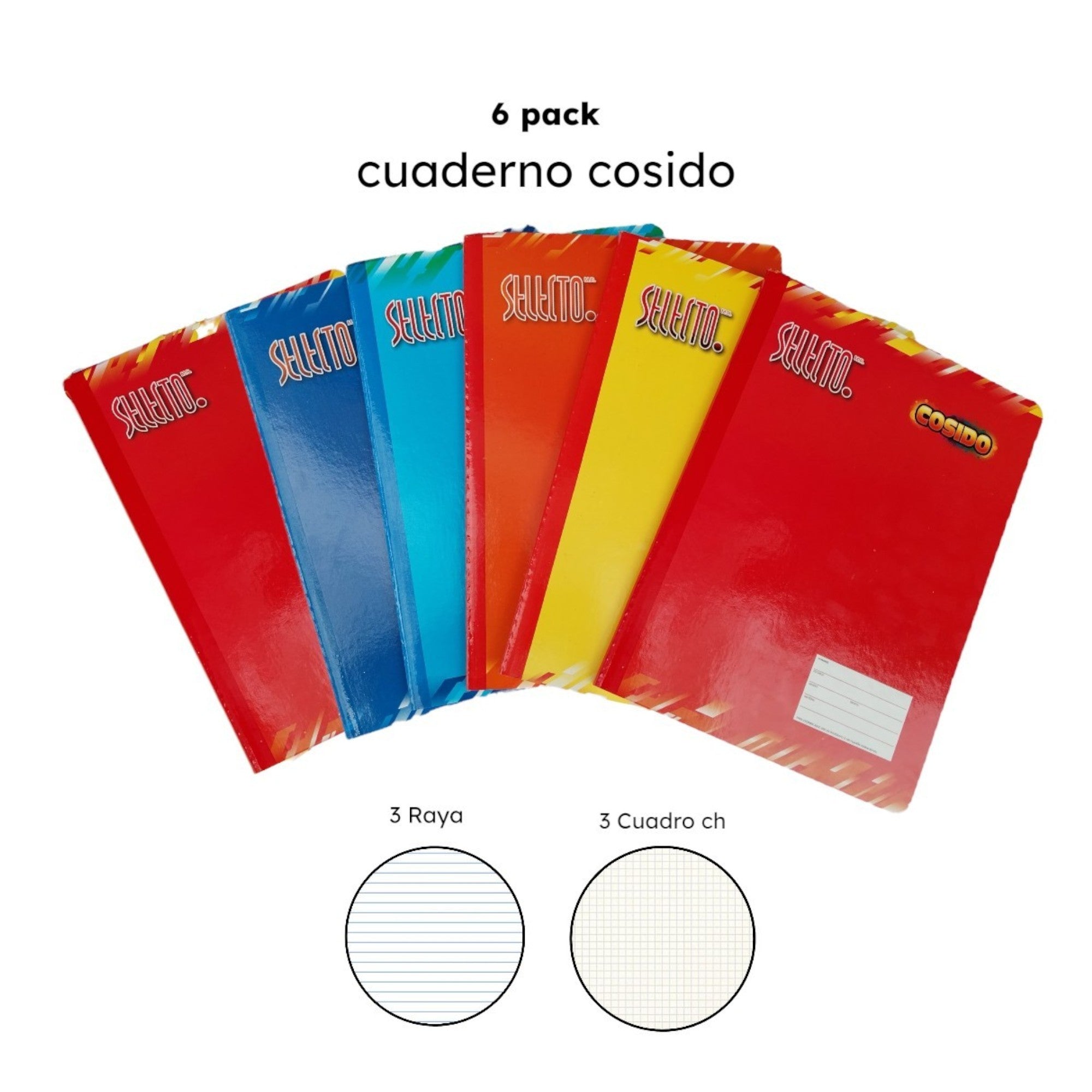 6 Pack Libretas Profesionales Selecto 100 Hojas Cocidas