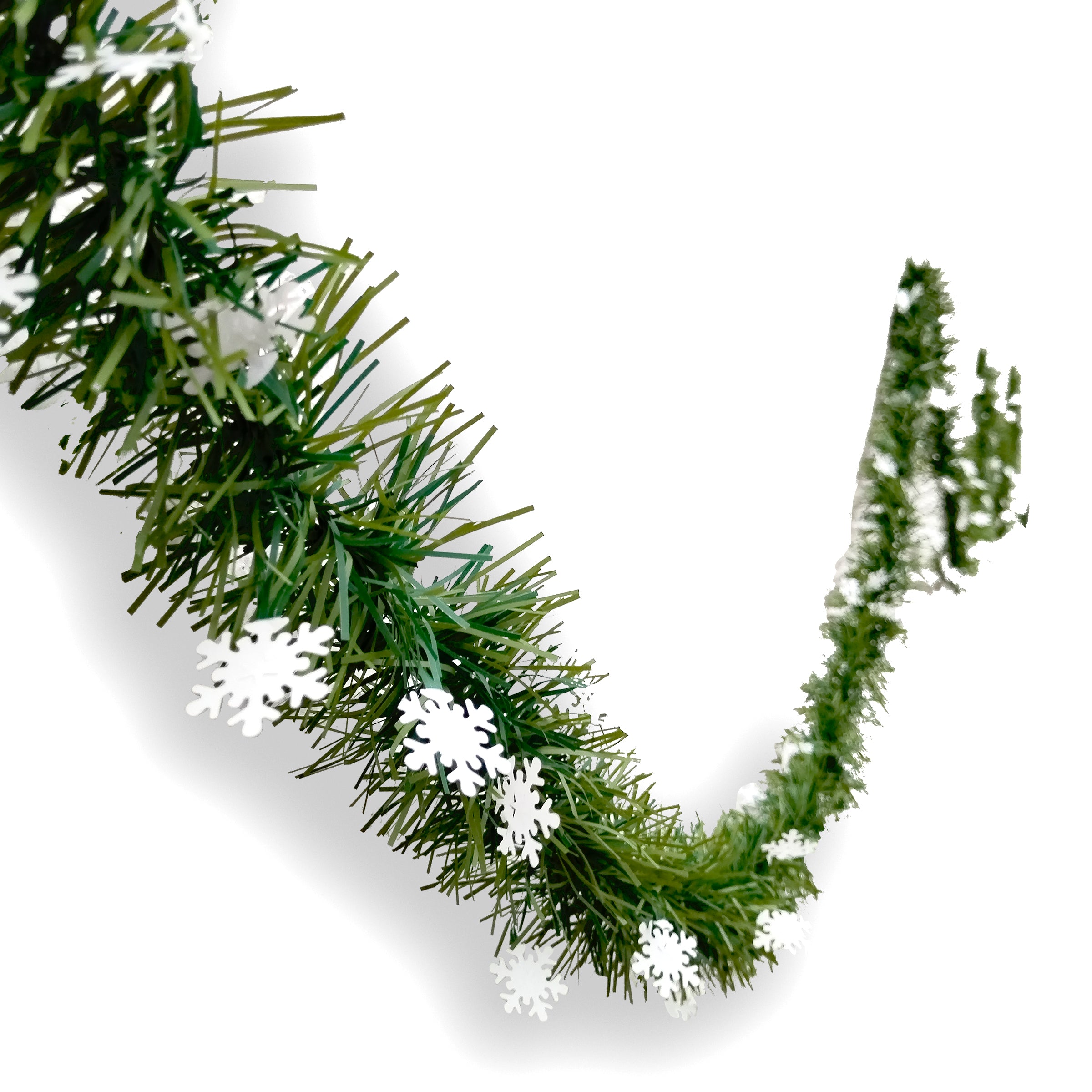 Caja con 12 Rollos de Escarcha Navideña Verde Pino con Copos de Nieve – 20 Metros por Rollo (Total: 240 Metros)