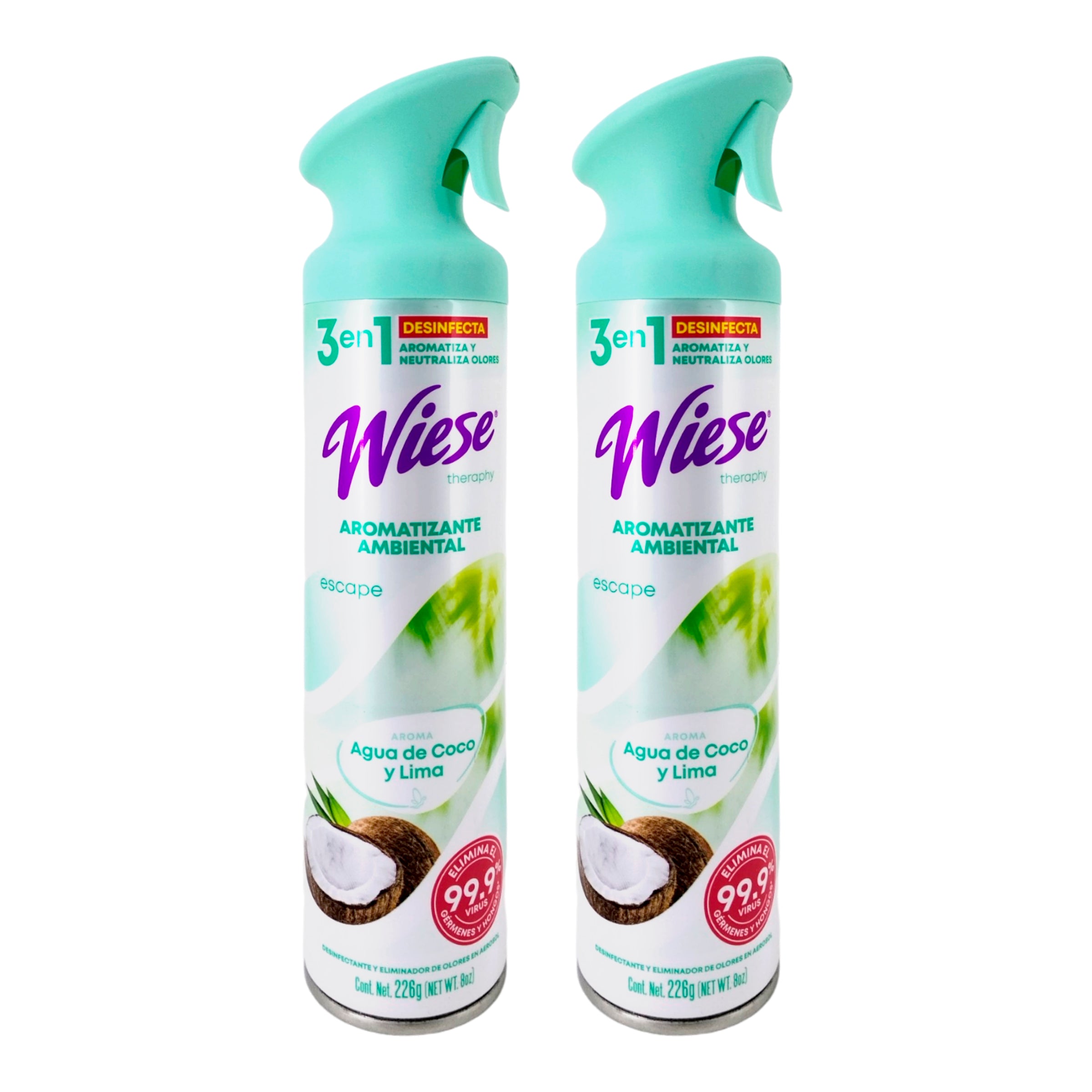 Pack 12 Aromatizantes Wiese Agua de Coco y Lima 226 g – Desinfecta, Aromatiza y Neutraliza Olores