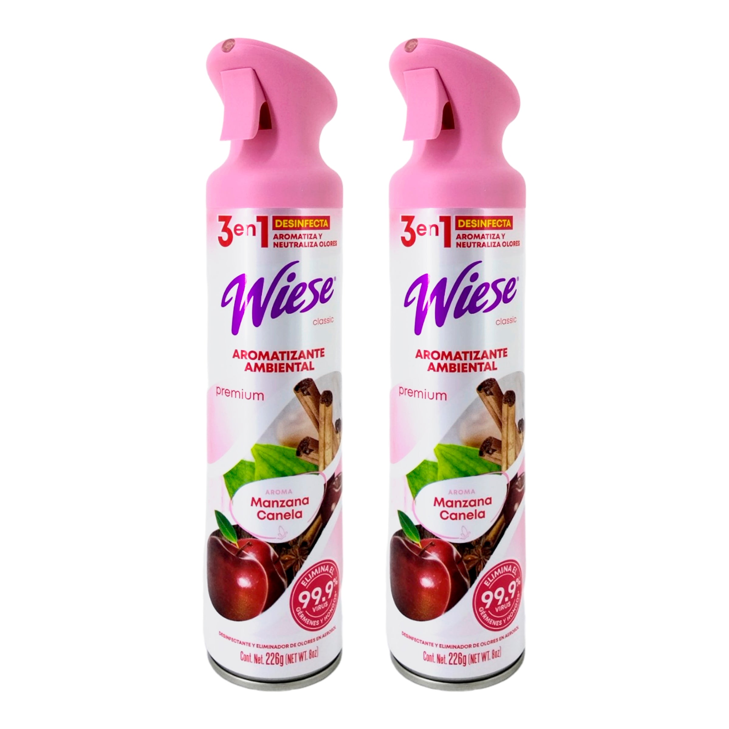 Pack 12 Aromatizantes Wiese Manzana Canela 226g - Desinfecta, Aromatiza y Neutraliza Olores