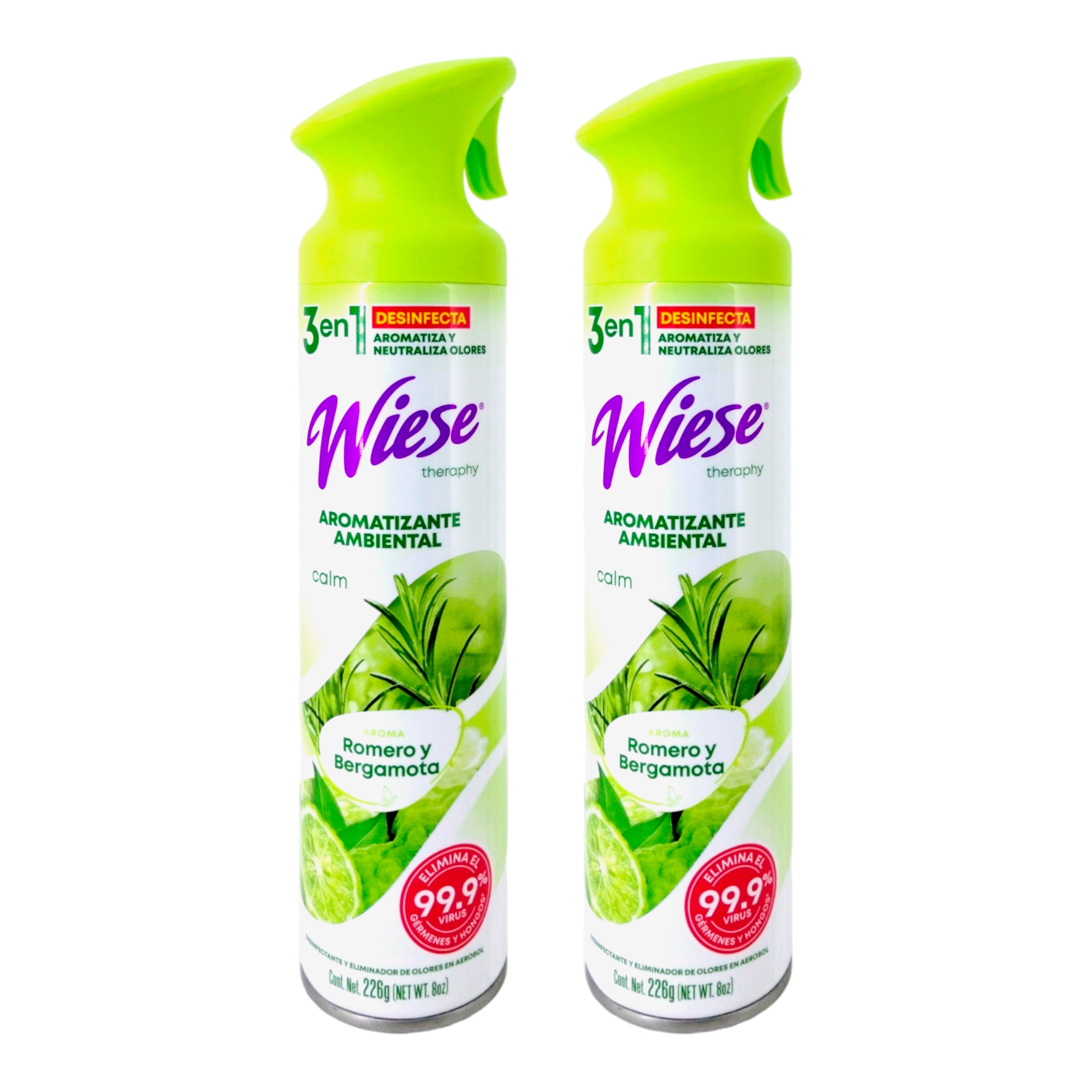 Pack 12 Aromatizantes Wiese Romero y Bergamota 226g - Desinfecta, Aromatiza y Neutraliza Olores