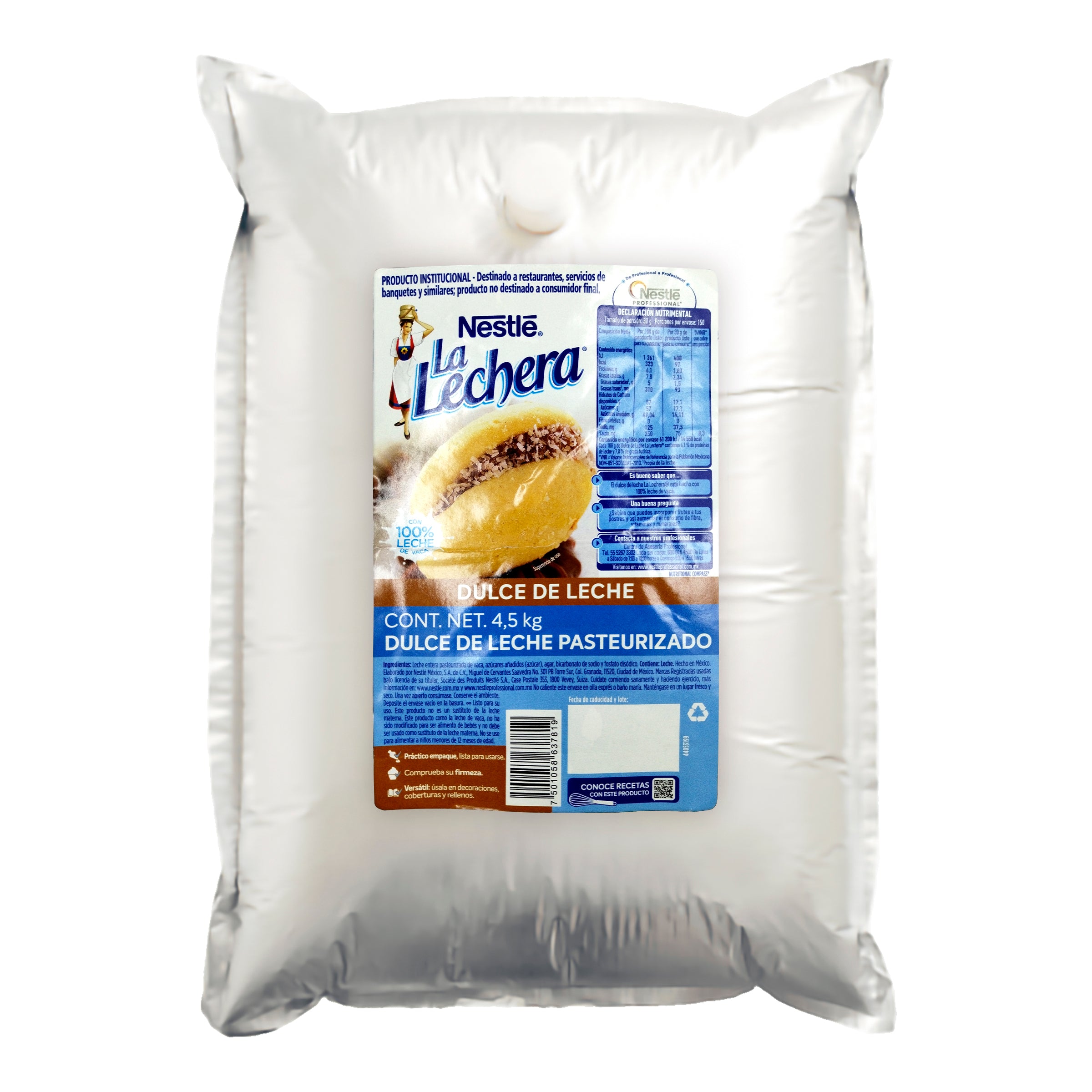 Caja con 4 Piezas de Dulce de Leche Untable La Lechera 4.5 kg – Ideal para Repostería y Cafeterías