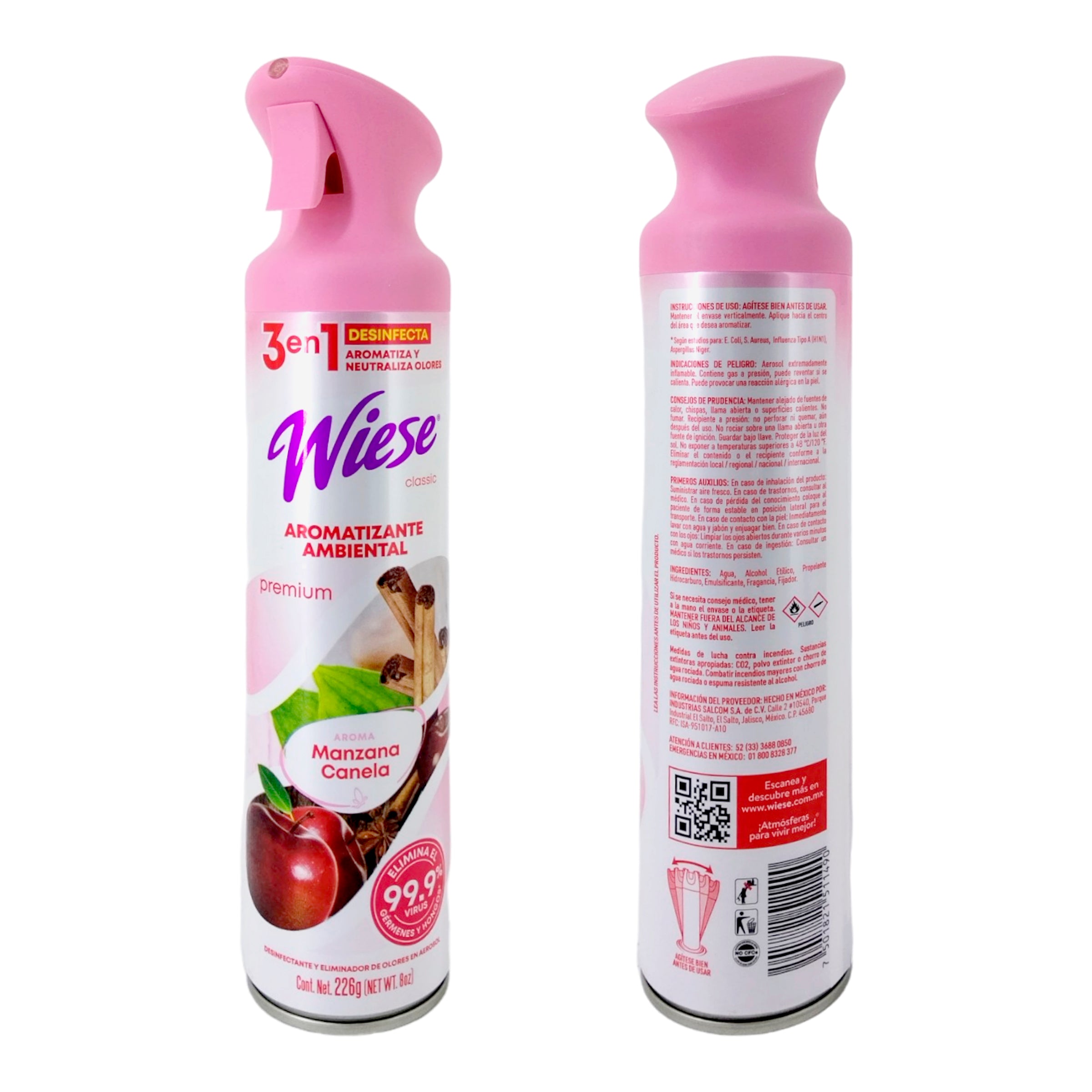 Pack 12 Aromatizantes Wiese Manzana Canela 226g - Desinfecta, Aromatiza y Neutraliza Olores