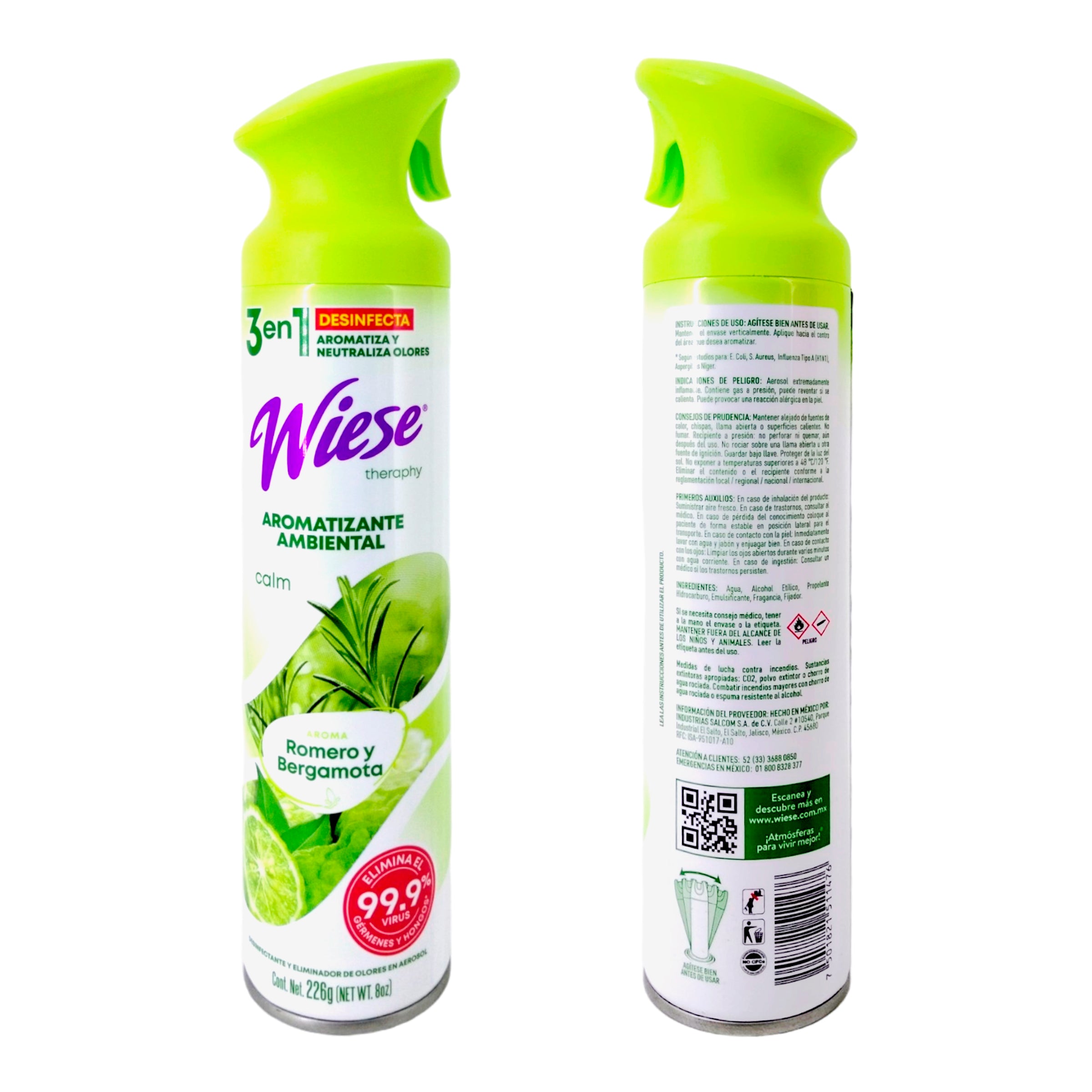Pack 12 Aromatizantes Wiese Romero y Bergamota 226g - Desinfecta, Aromatiza y Neutraliza Olores