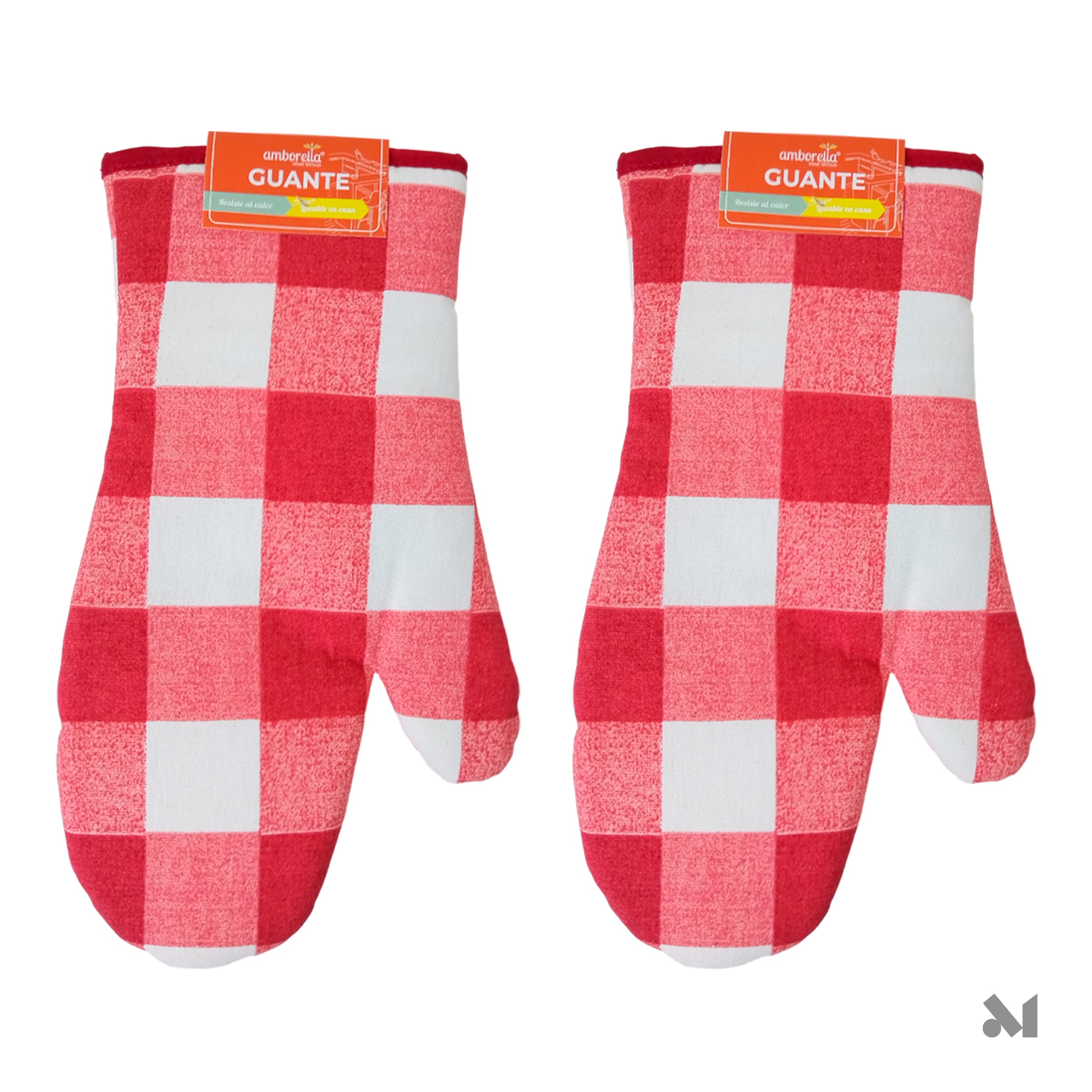 Pack 25 Pares de Guantes para Horno Cuadriculados Rojo y Blanco – Algodón Doble Capa - Farvisan
