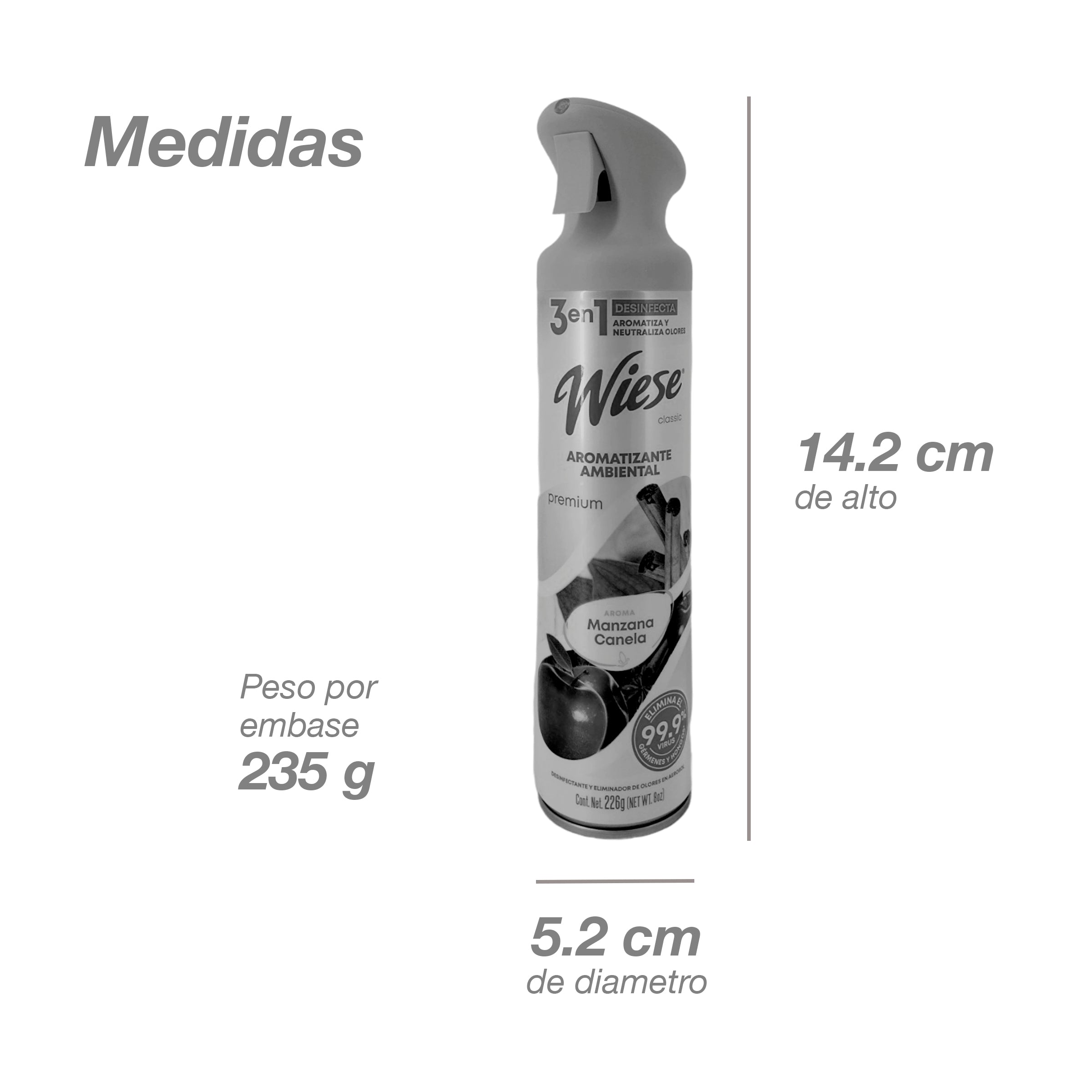 Pack 12 Aromatizantes Wiese Manzana Canela 226g - Desinfecta, Aromatiza y Neutraliza Olores