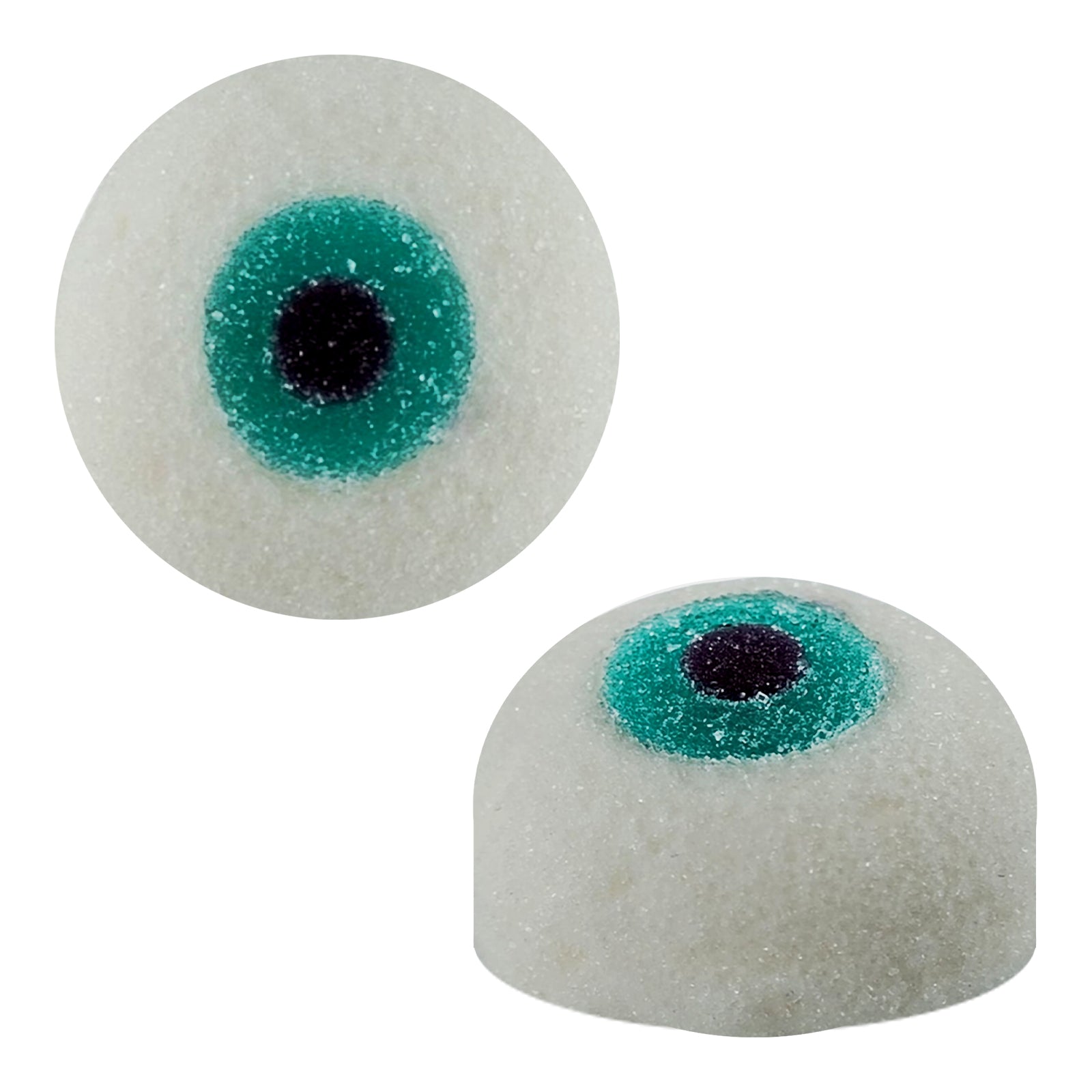 Caja con 12 Botes de Malvavisco con Gomita en Forma de Ojo – 50 Piezas por Bote | Halloween y Día de Muertos
