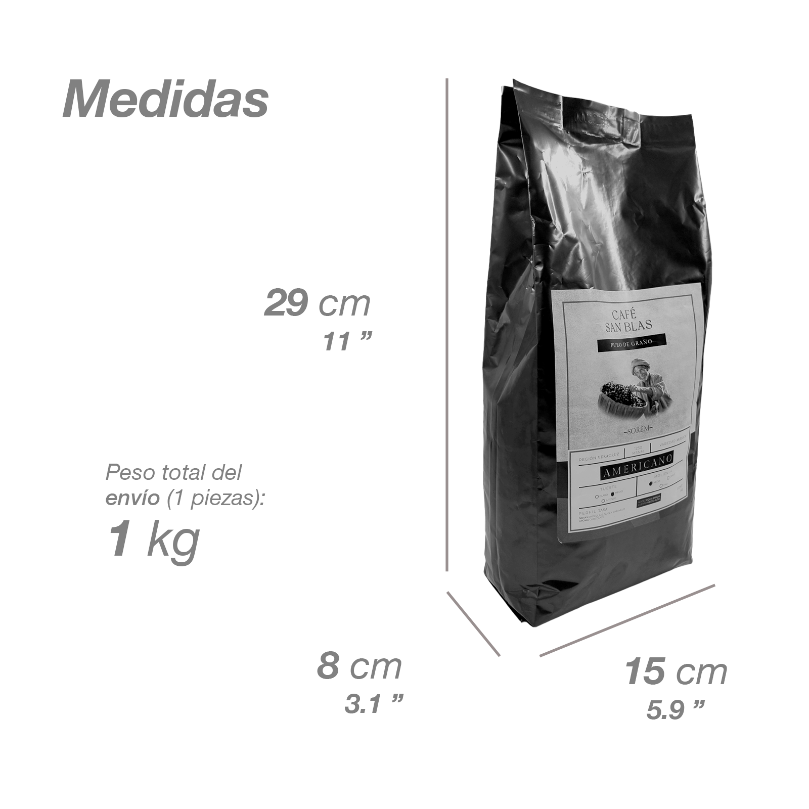 Bolsa de Café San Blas 1 kg 100% Mexicano Molido o en Grano - Farvisan - Default Title