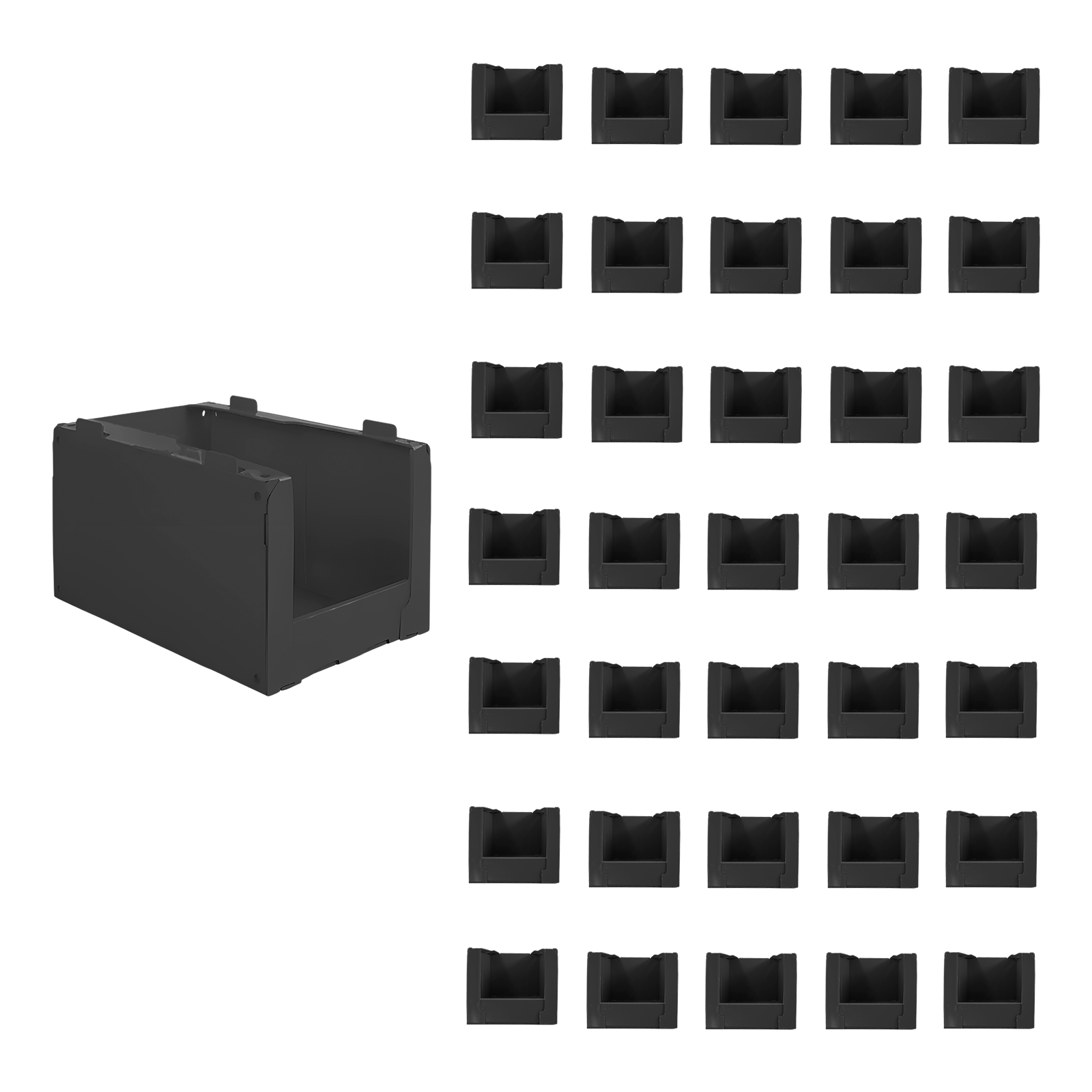 Cajas de Almacenamiento Apilables Farvisan de Plástico Corrugado Negro – Palet con 36 Piezas Planas - Farvisan