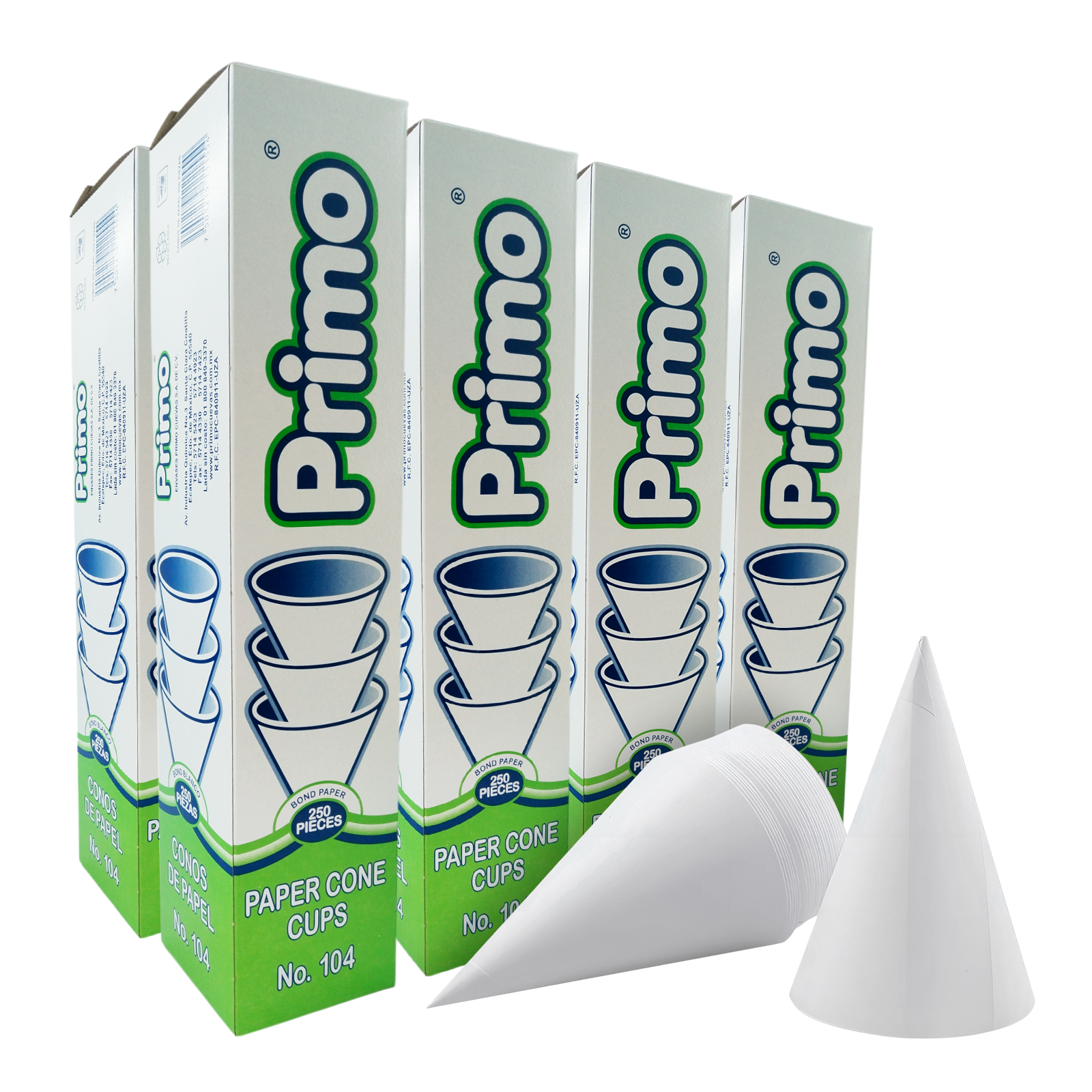 20 Paquetes Vaso Cono Primo No. 104 250 Piezas c/p