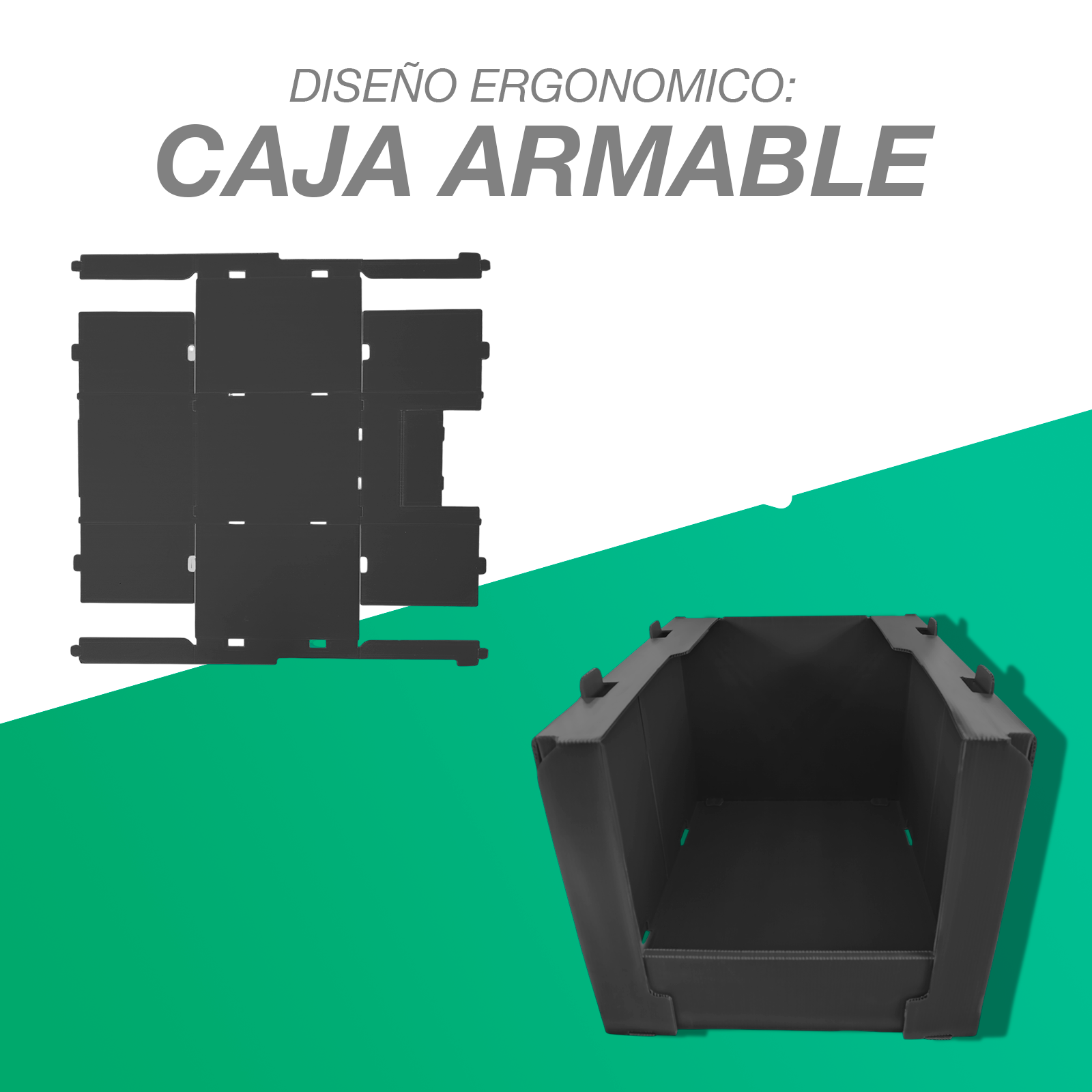 Cajas de Almacenamiento Apilables Farvisan de Plástico Corrugado Negro – Palet con 36 Piezas Planas - Farvisan