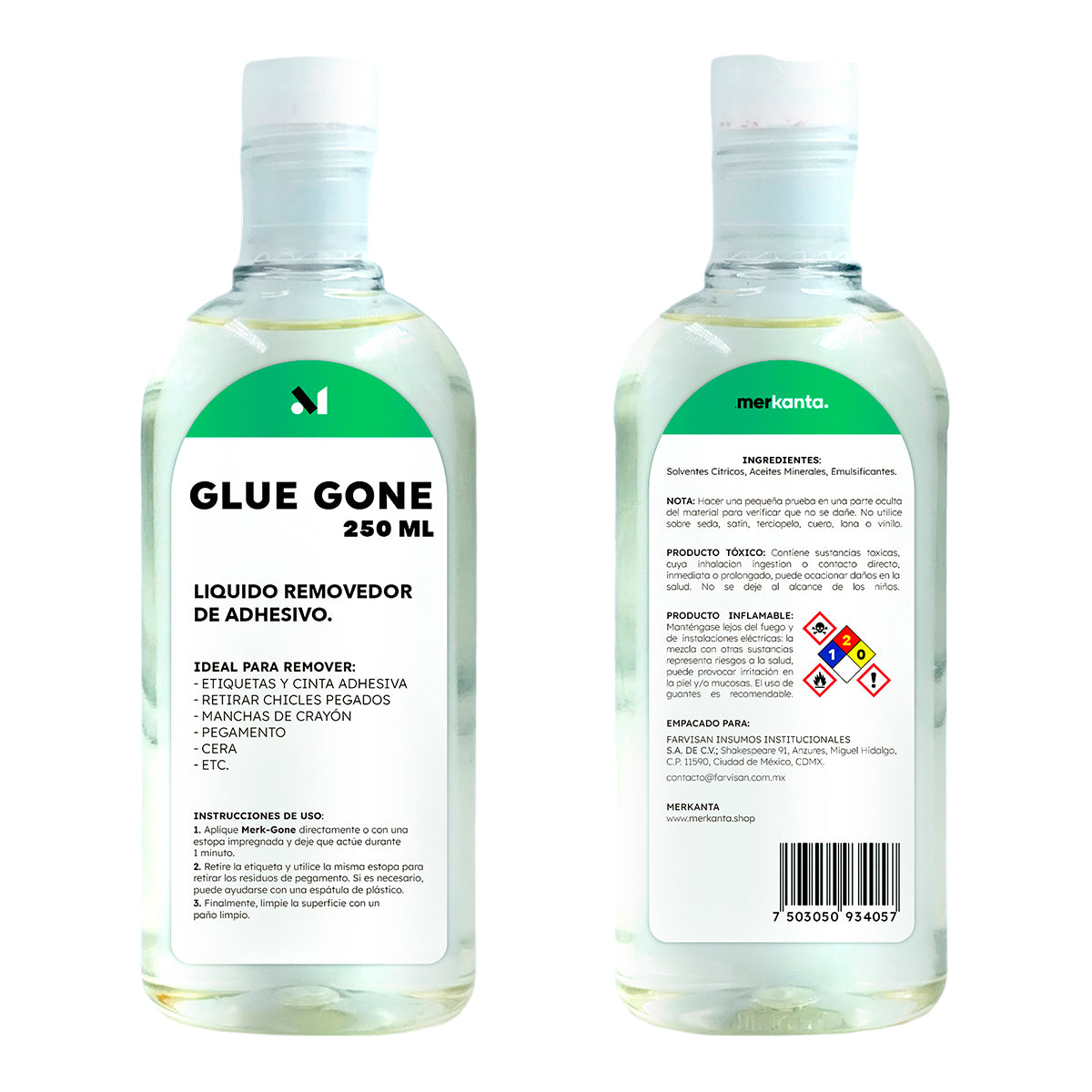 GLUE GONE Líquido Removedor de Adhesivo Merkanta - Farvisan