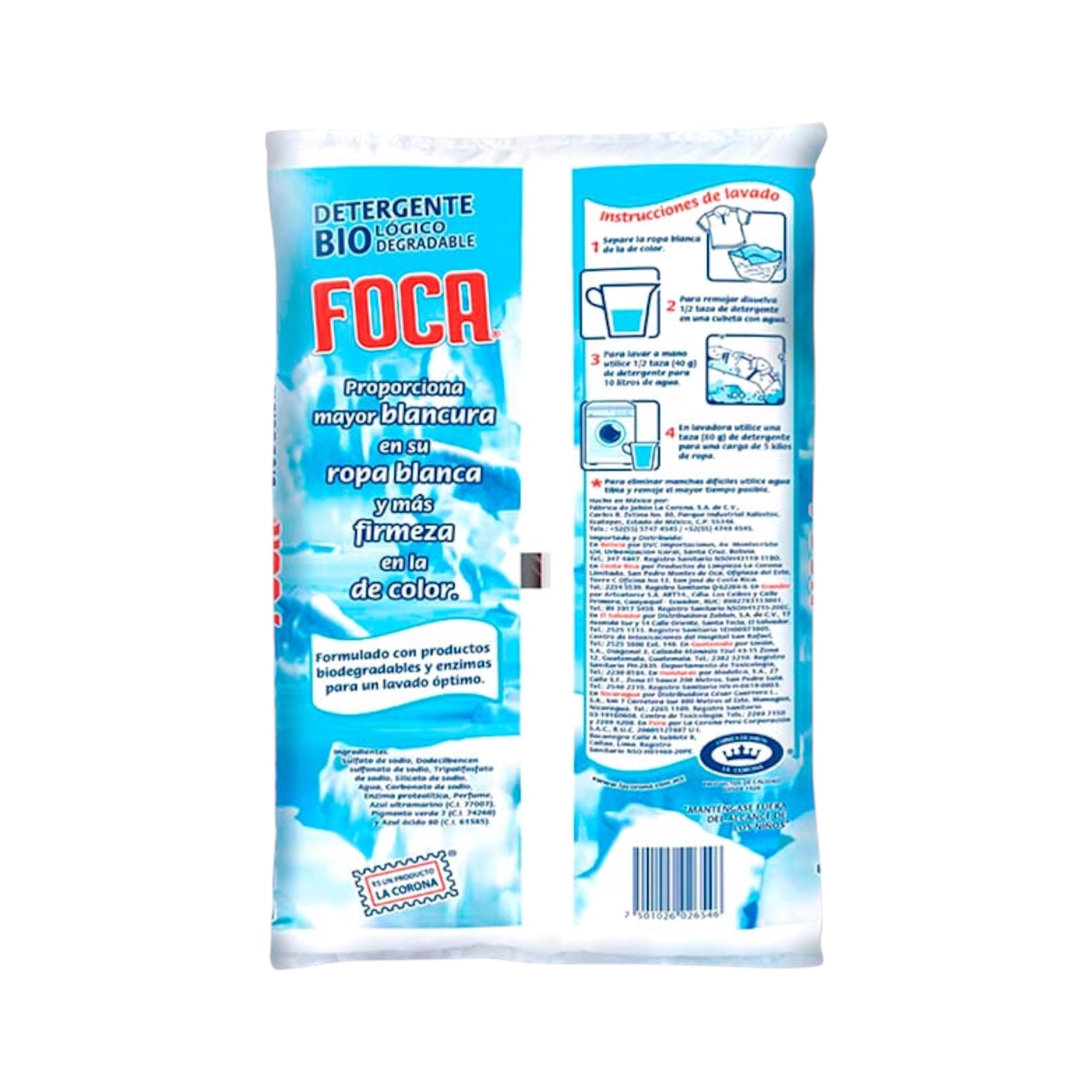 10 Bolsas de Detergente en Polvo Foca 1 kg Biodegradable - Farvisan