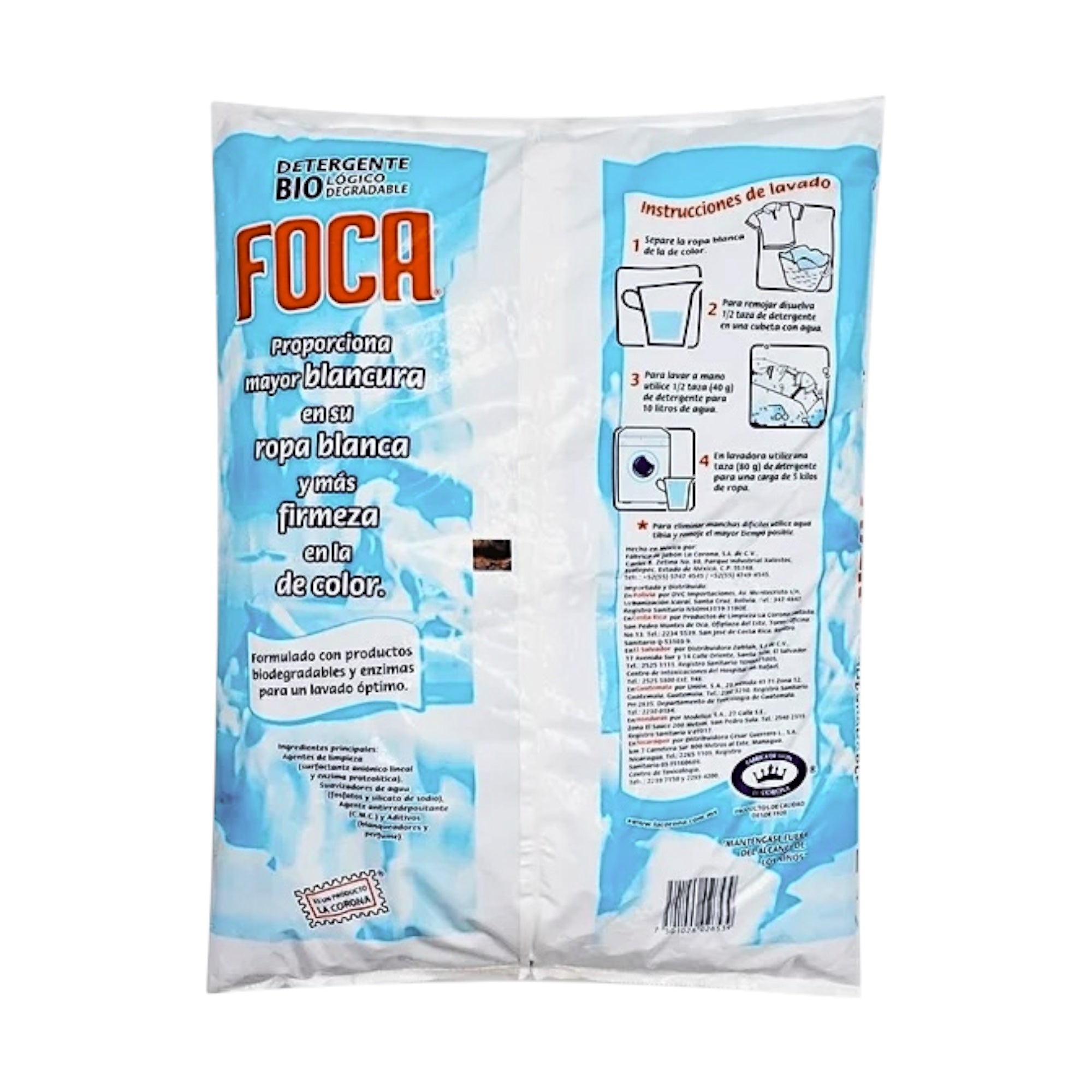 10 Bolsas de Detergente en Polvo Foca 2 kg Biodegradable