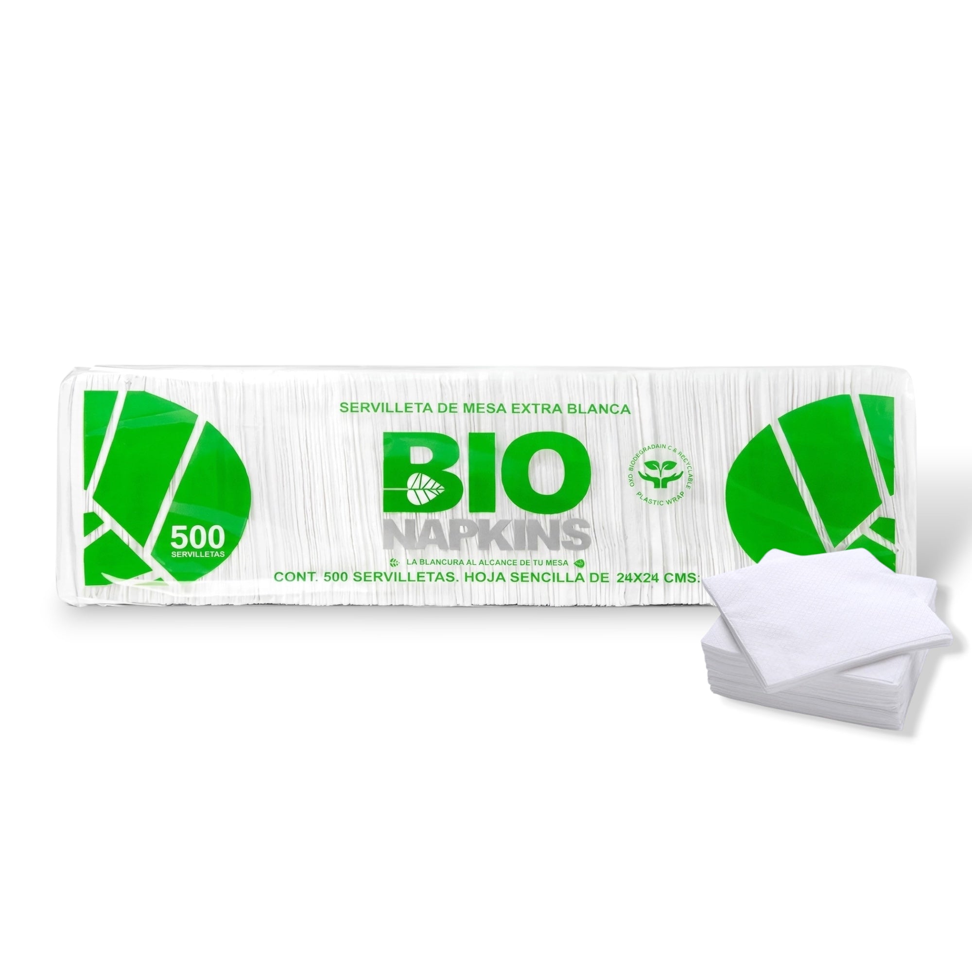 12 Paquetes de Servilletas de Mesa Bio Napkins Extra Blancas 500 Piezas - Farvisan