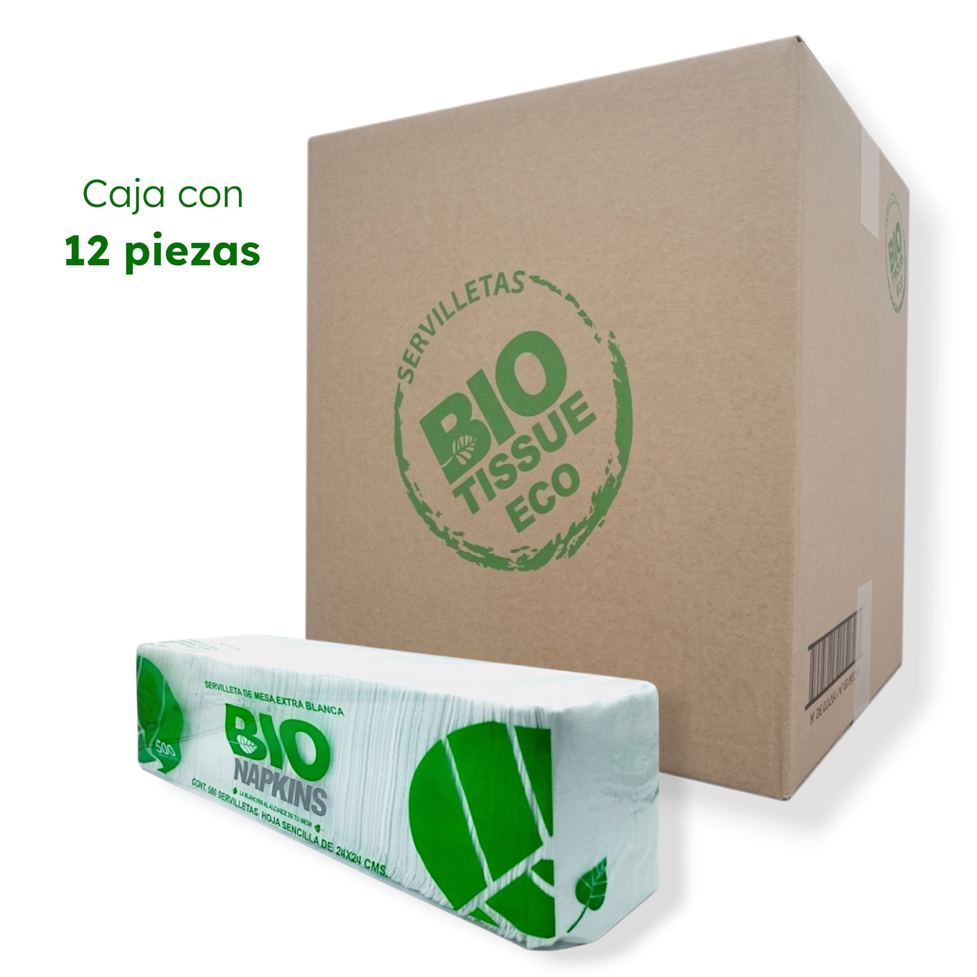 12 Paquetes de Servilletas de Mesa Bio Napkins Extra Blancas 500 Piezas - Farvisan