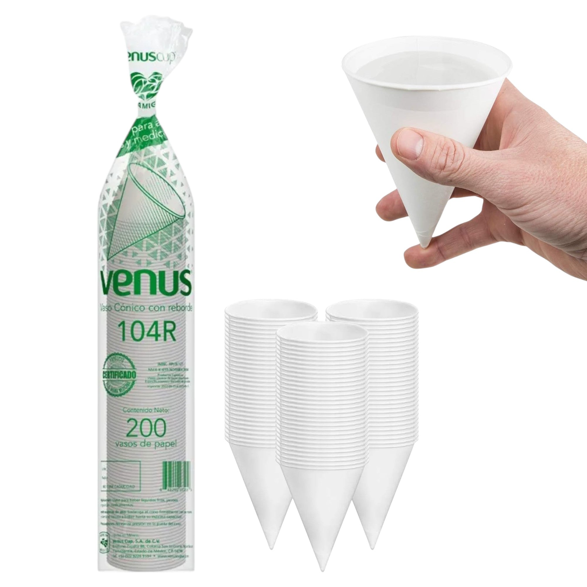 5000 Vasos Cono Venus 104R de Papel con Reborde - Farvisan