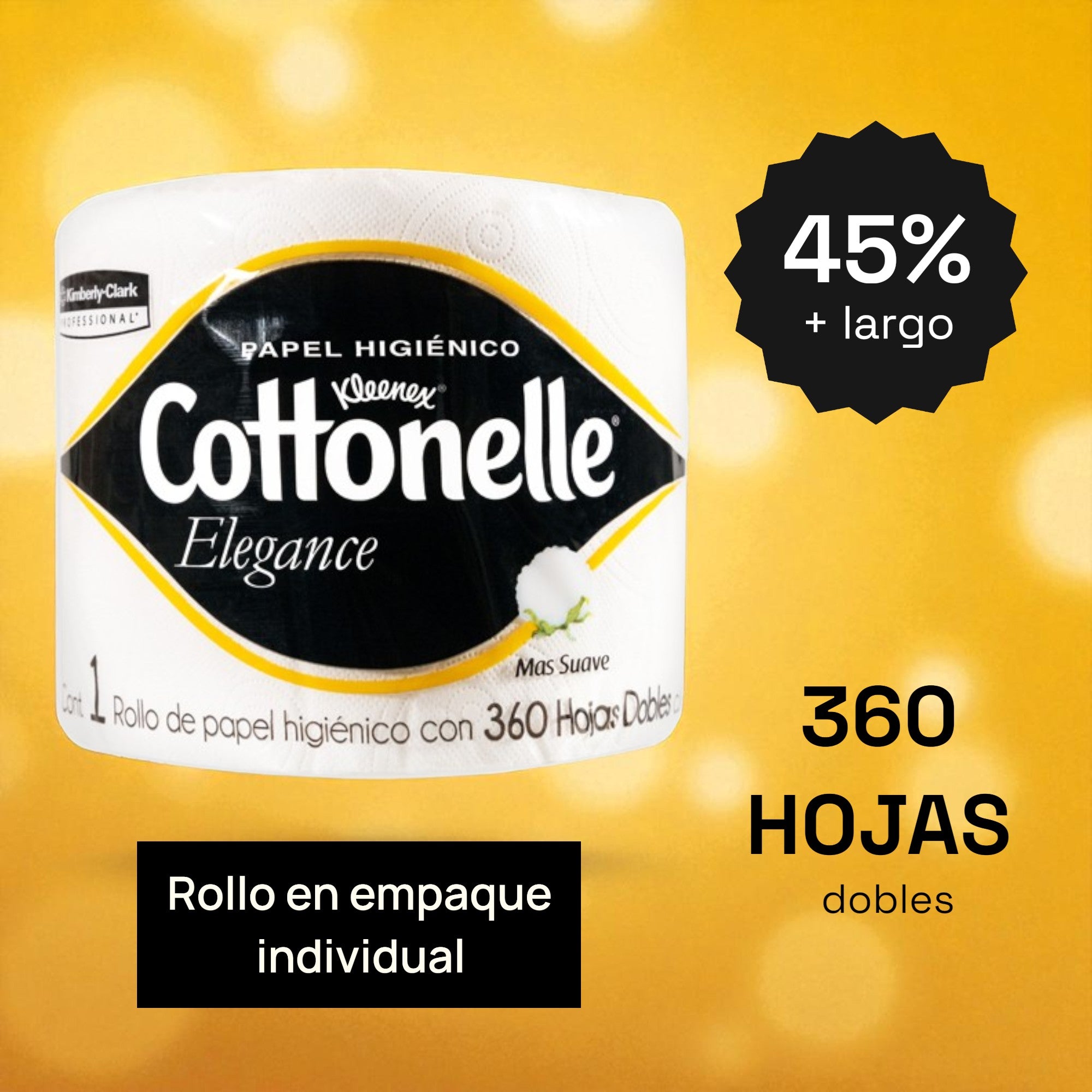 Colchón con 40 Rollos de Papel Higiénico Kleenex Cottonelle Elegance – 360 Hojas por Rollo