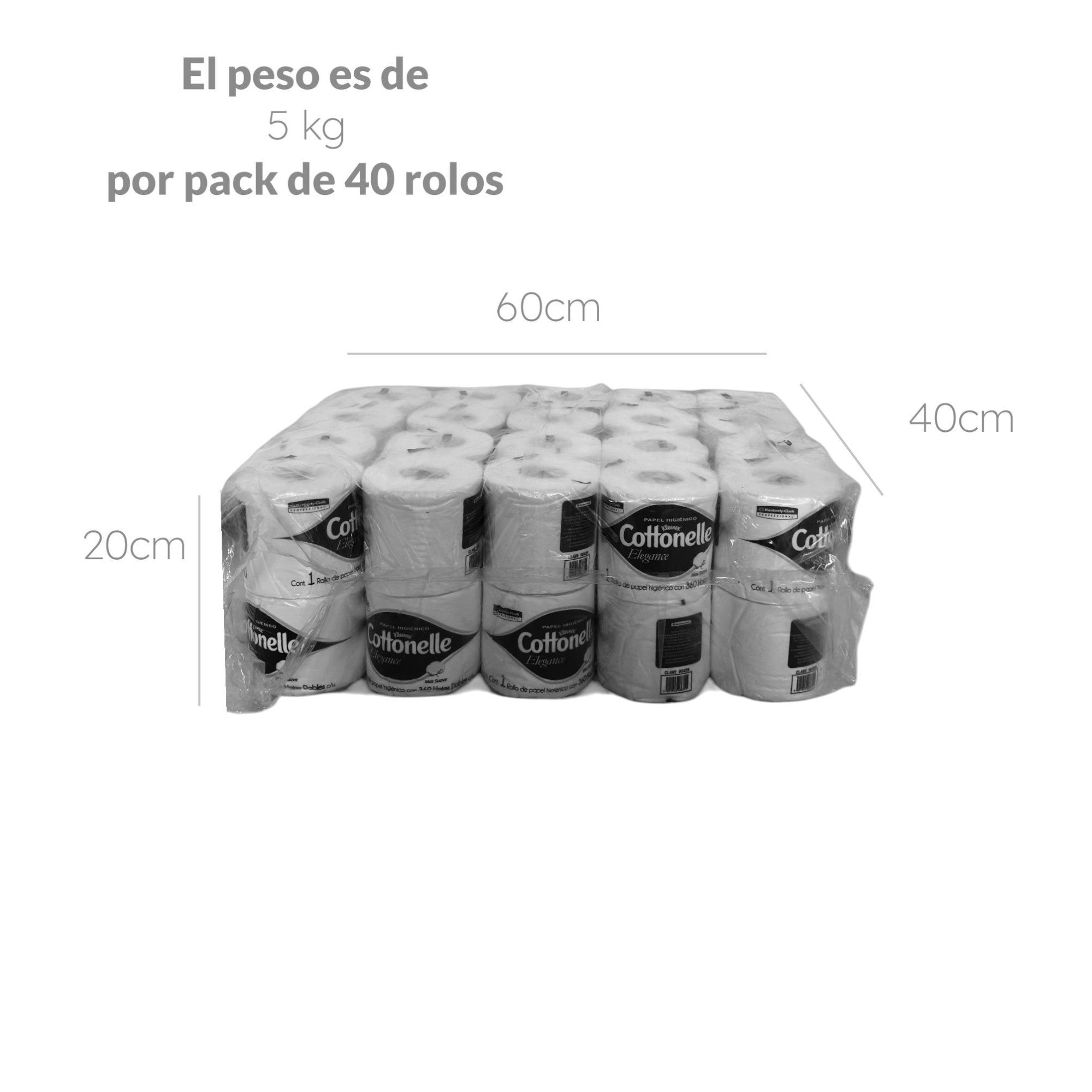 Colchón con 40 Rollos de Papel Higiénico Kleenex Cottonelle Elegance – 360 Hojas por Rollo
