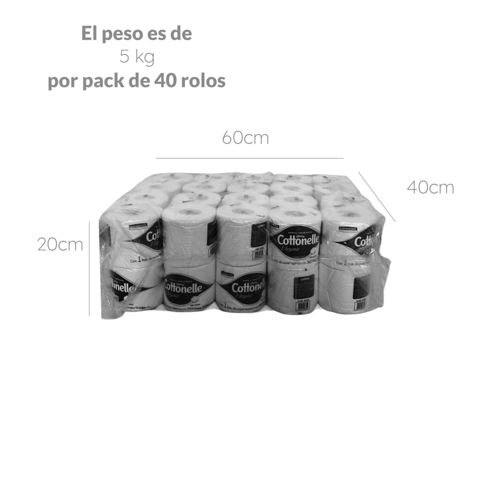 Colchón con 40 Rollos de Papel Higiénico Kleenex Cottonelle Elegance – 360 Hojas por Rollo
