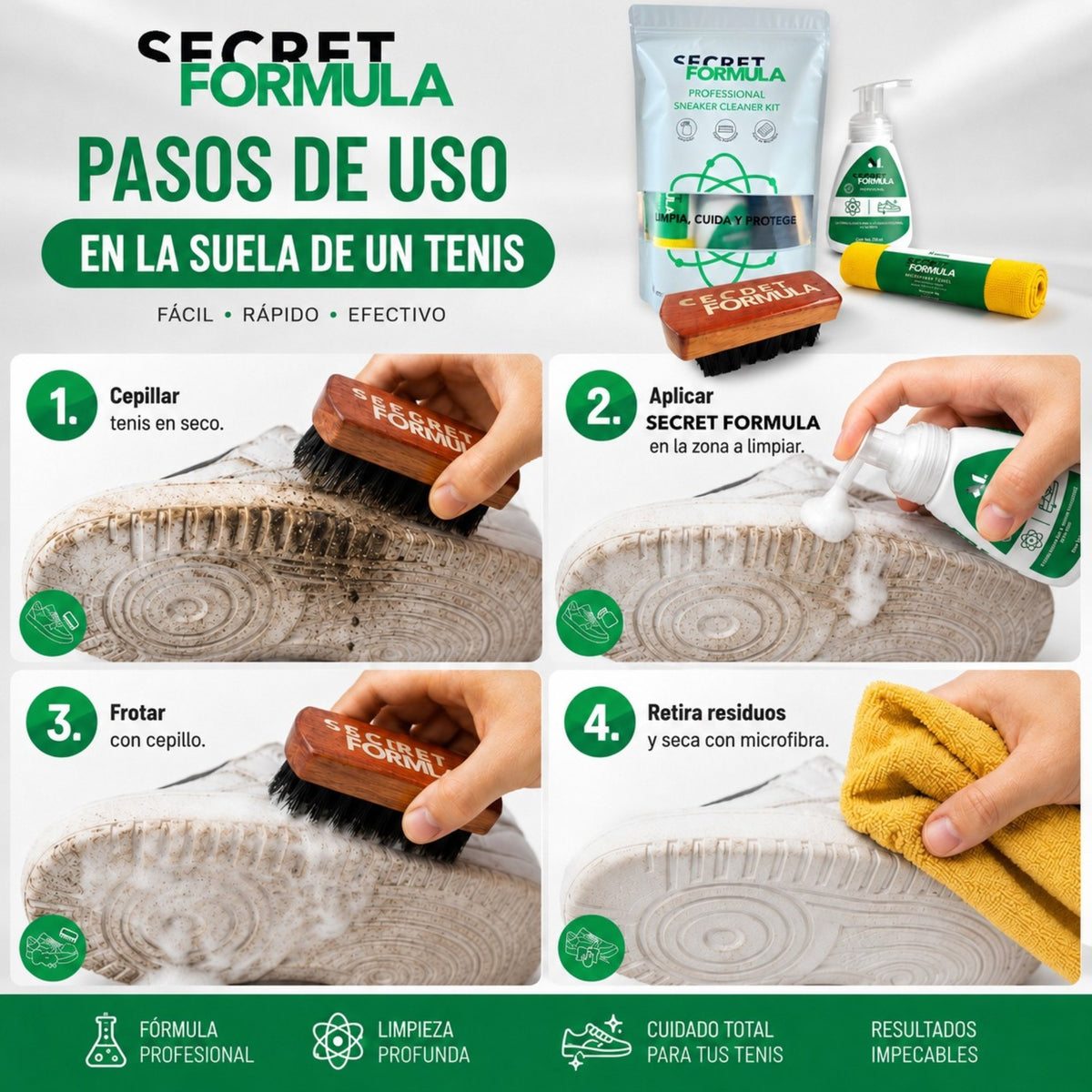 Kit Limpiador para Tenis Secret Formula Merkanta - Farvisan