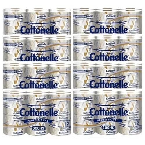 Colchón con 96 Rollos de Papel Higiénico Kleenex Cottonelle Elegance – 300 Hojas por Rollo