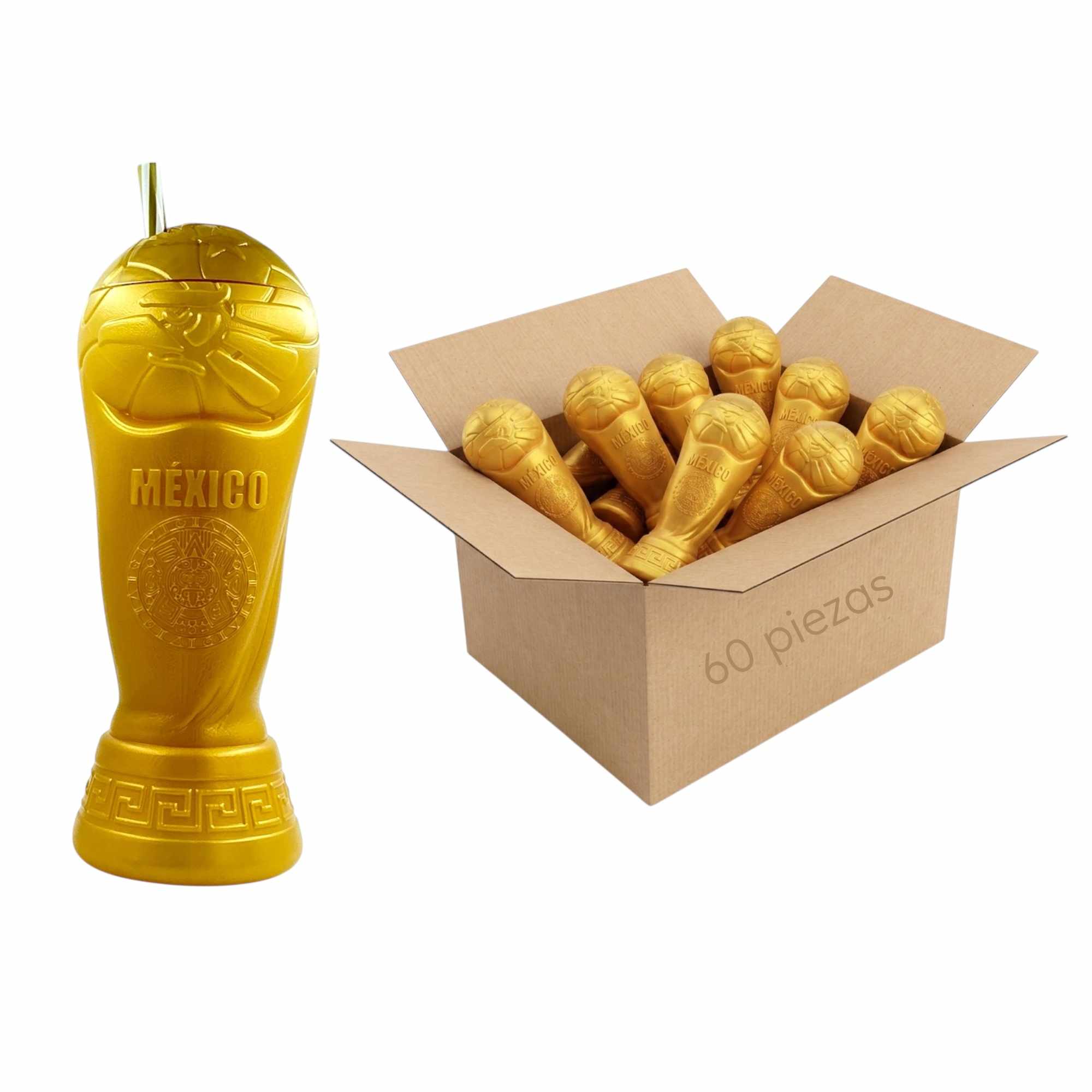 66 Pzs Vaso Alcancía Copa Mundial 1 Litro Dorado