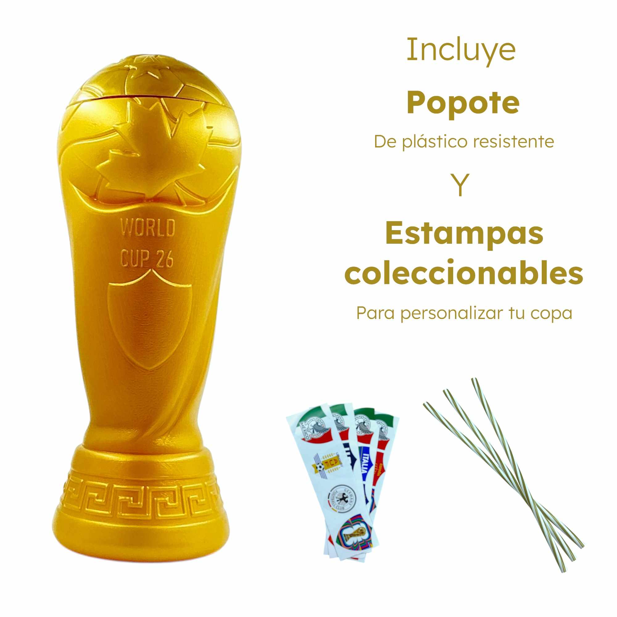 66 Pzs Vaso Alcancía Copa Mundial 1 Litro Dorado