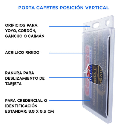 Mica porta gafete de acrilico Vertical - Farvisan - 2 PACK