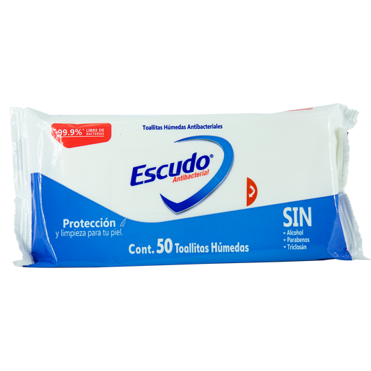 Toallitas humedas antibacteriales Escudo paq con 50 pzas - Farvisan - Individual